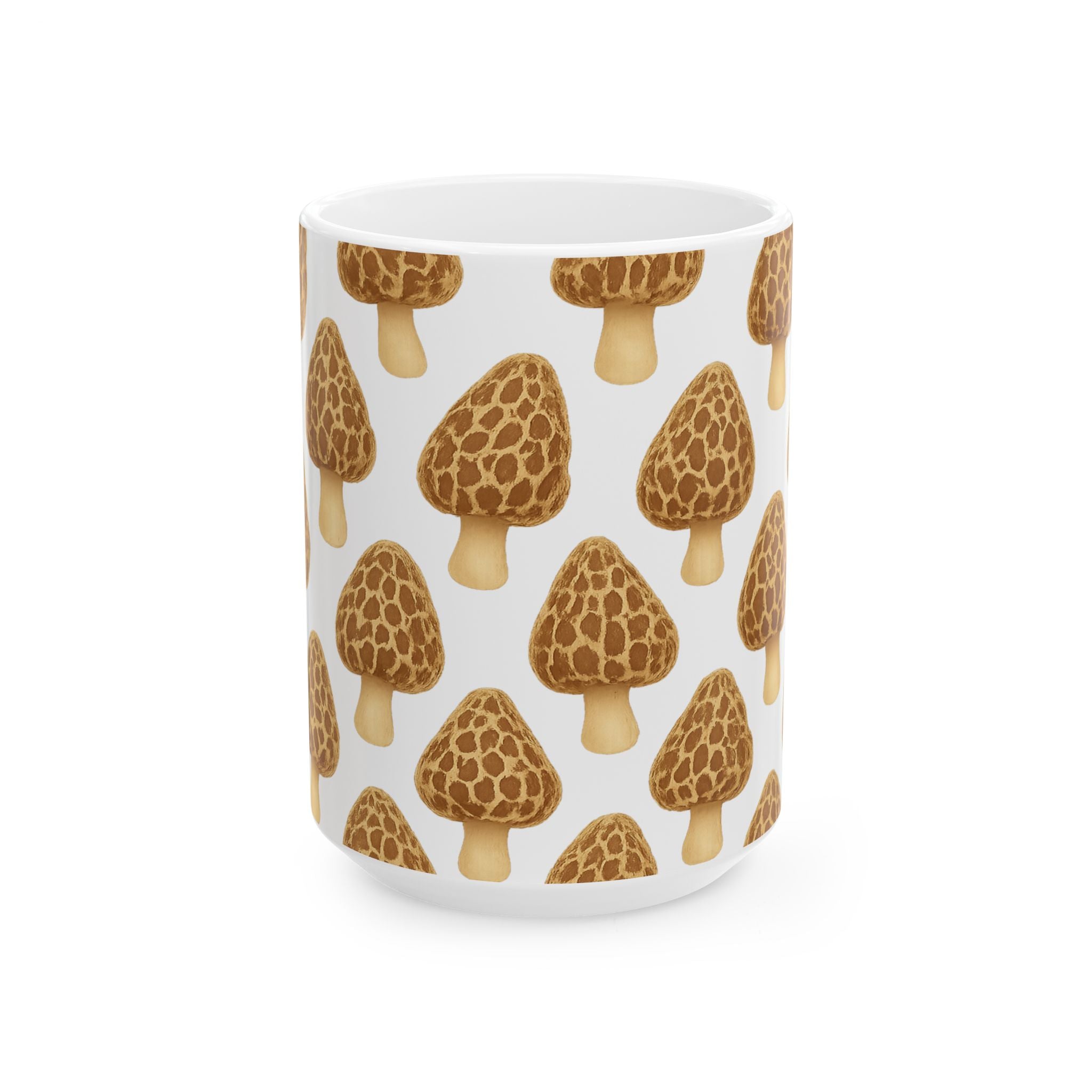 Watercolor Morel Mushrooms Full Wrap Coffee Mug | Mushrooms Gift | Ceramic Mug