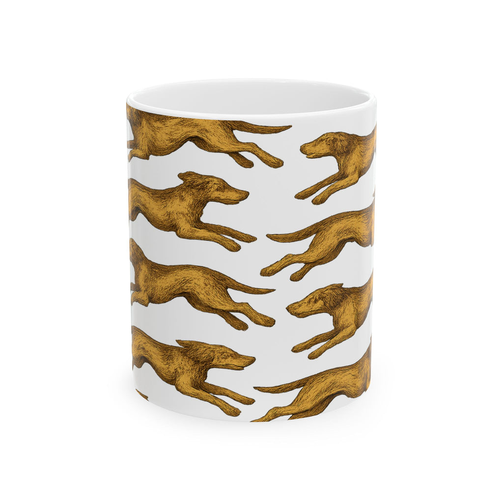 Vintage Running Dogs Full Wrap Coffee Mug | Dogs Gift | Ceramic Mug