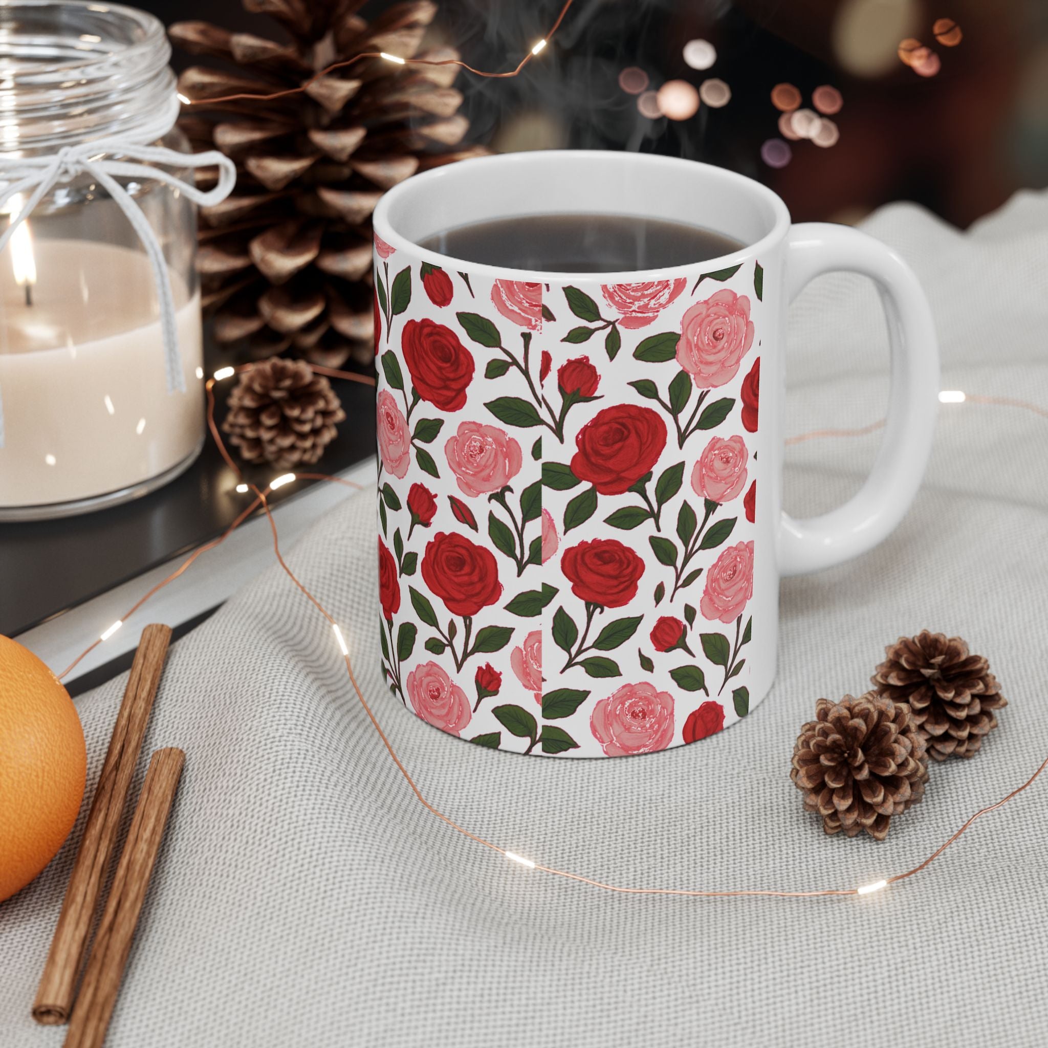 Pink Roses Coffee Mug | Unique Gift | Ceramic Mug