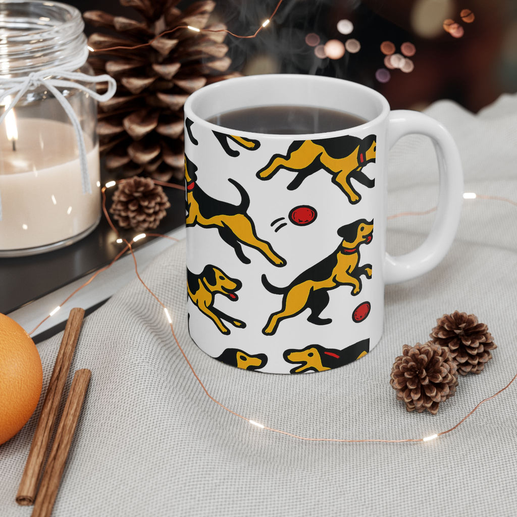 Bold Dogs Playing Fetch Full Wrap Coffee Mug | Dogs Gift | Ceramic Mug