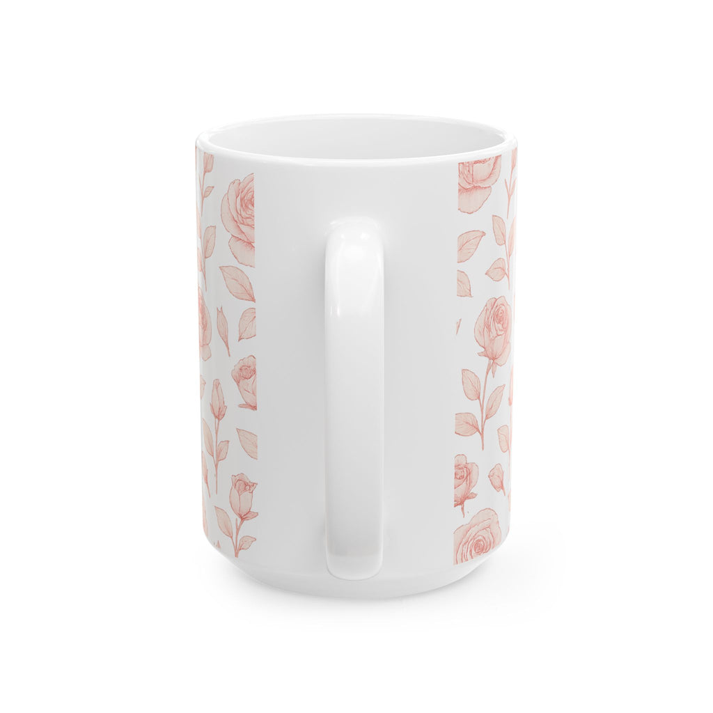 Delicate Pink Rose Garden Full Wrap Coffee Mug | Flowers Gift | Ceramic Mug
