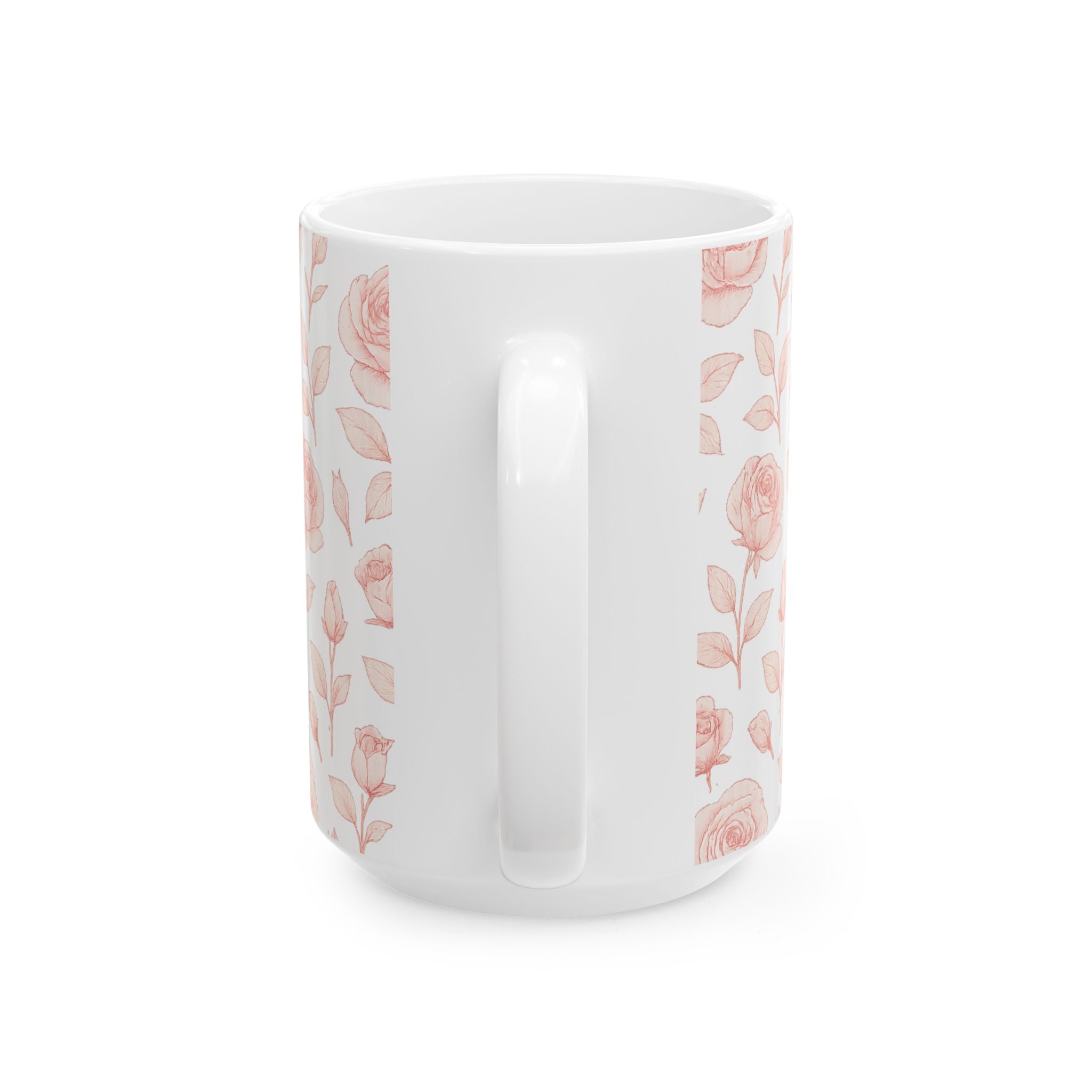 Delicate Pink Rose Garden Full Wrap Coffee Mug | Flowers Gift | Ceramic Mug