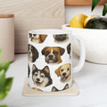 Botanical Dog Faces Full Wrap Coffee Mug | Dogs Gift | Ceramic Mug