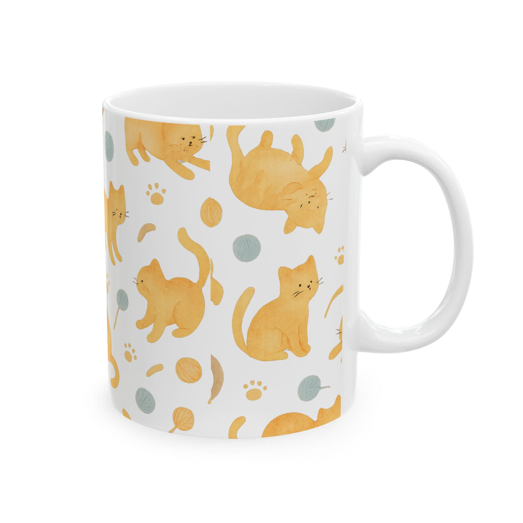 Watercolor Playful Cats Full Wrap Coffee Mug | Cats Gift | Ceramic Mug