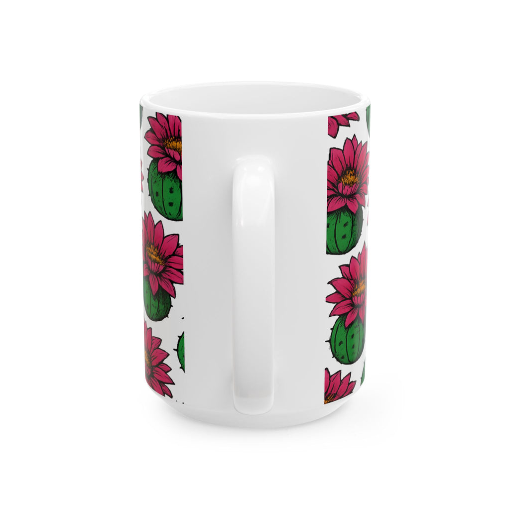 Bold Blooming Cactus Flowers Pattern Coffee Mug | Cactus Lover Gift | Ceramic Mug