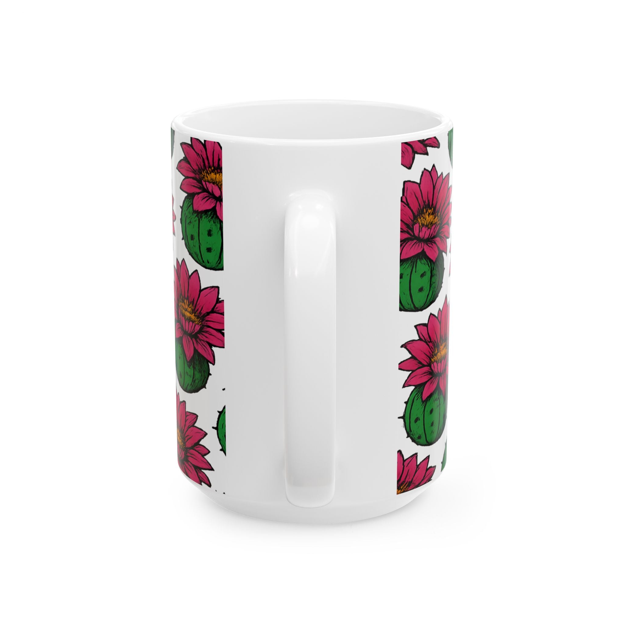 Bold Blooming Cactus Flowers Pattern Coffee Mug | Cactus Lover Gift | Ceramic Mug