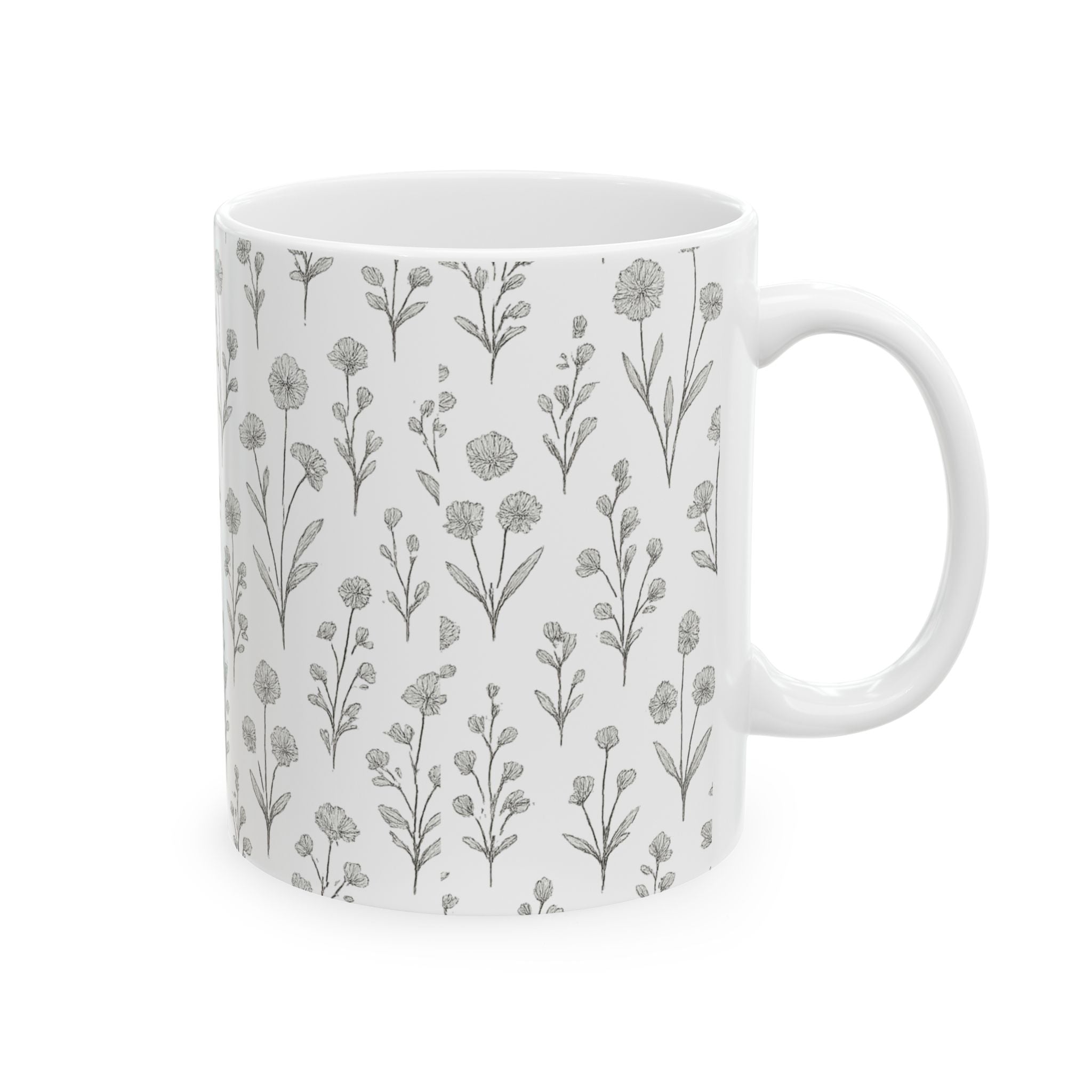 Delicate Wildflower Meadow Full Wrap Coffee Mug | Flowers Gift | Ceramic Mug