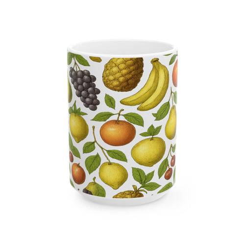 Botanical Mixed Fruit Full Wrap Coffee Mug | Fruit Gift | Ceramic Mug