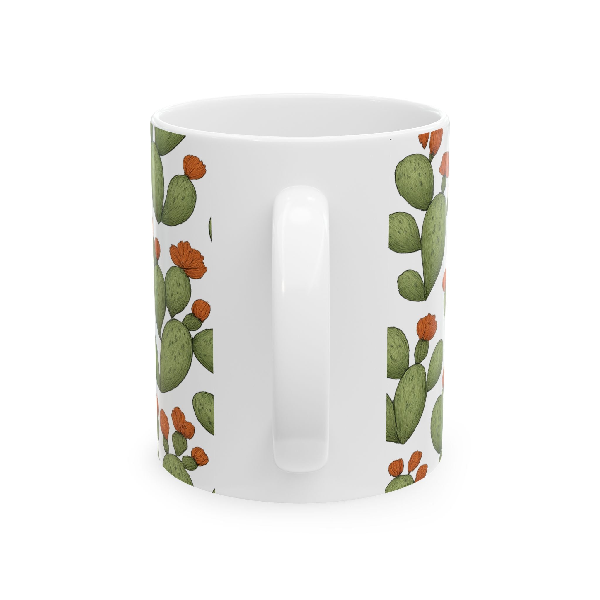 Botanical Prickly Pear Cactus Full Wrap Coffee Mug | Cactus Gift | Ceramic Mug