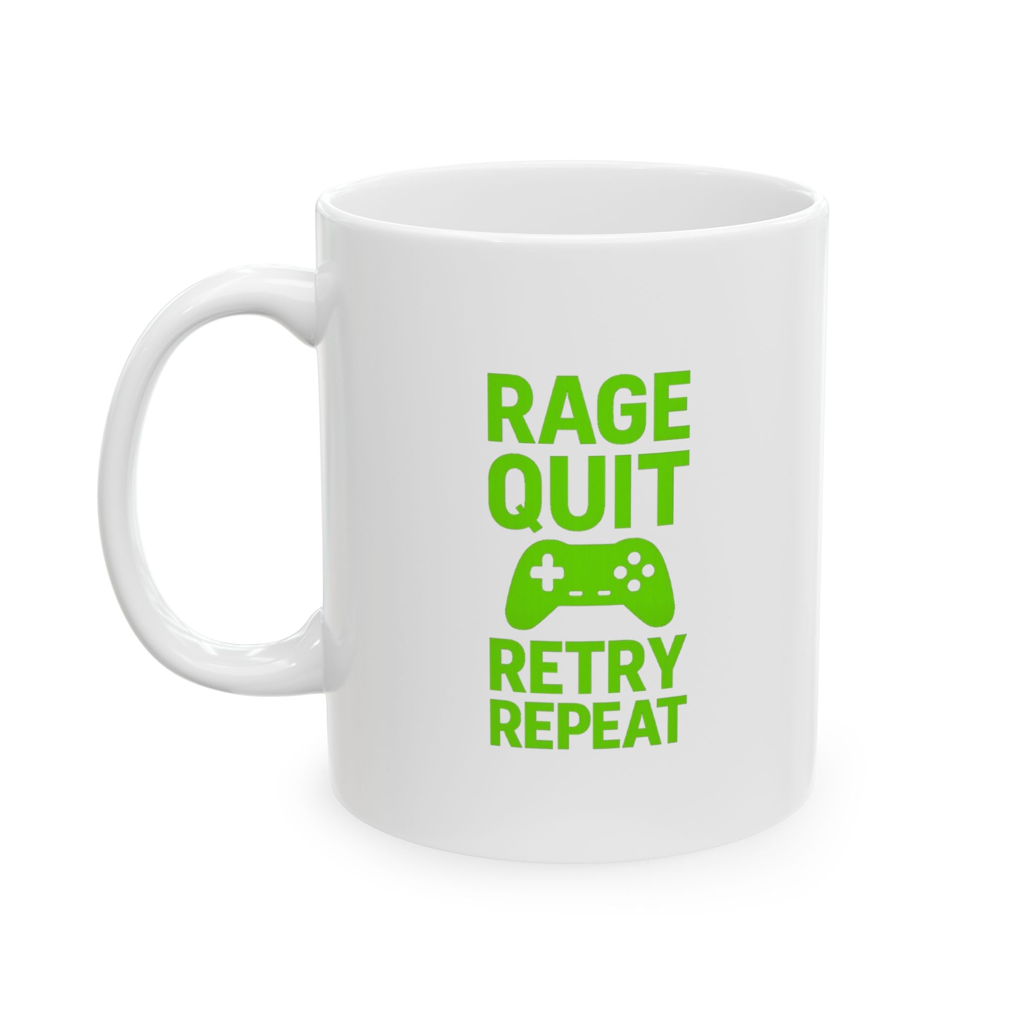 Gamer Rage Quit Retry Repeat Coffee Mug | Unique Gift | Ceramic Mug