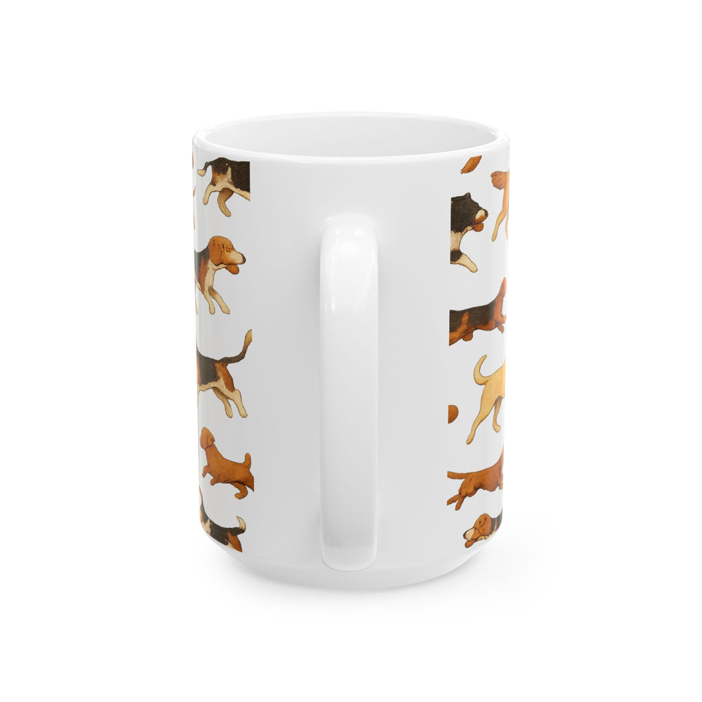 Botanical Dogs Playing Fetch Full Wrap Coffee Mug | Dogs Gift | Ceramic Mug