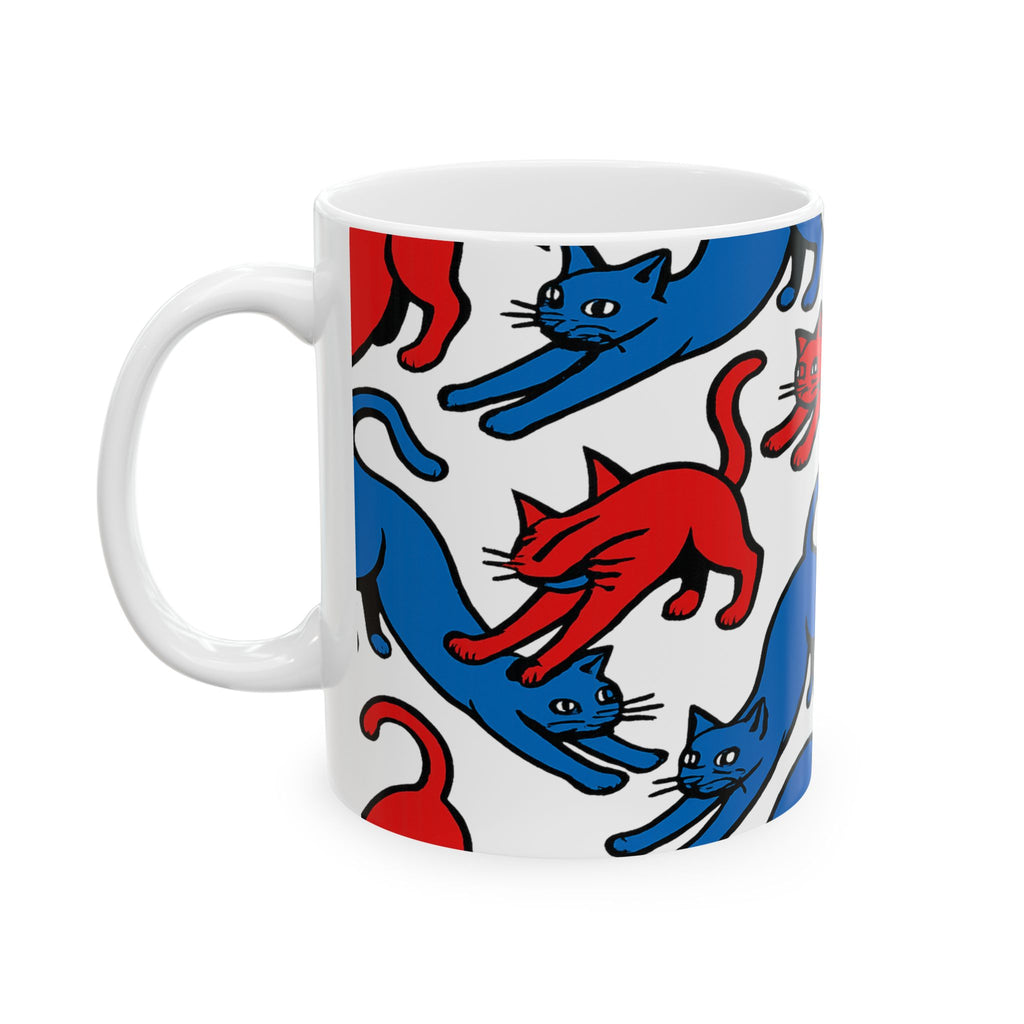 Bold Stretching Cats Full Wrap Coffee Mug | Cats Gift | Ceramic Mug