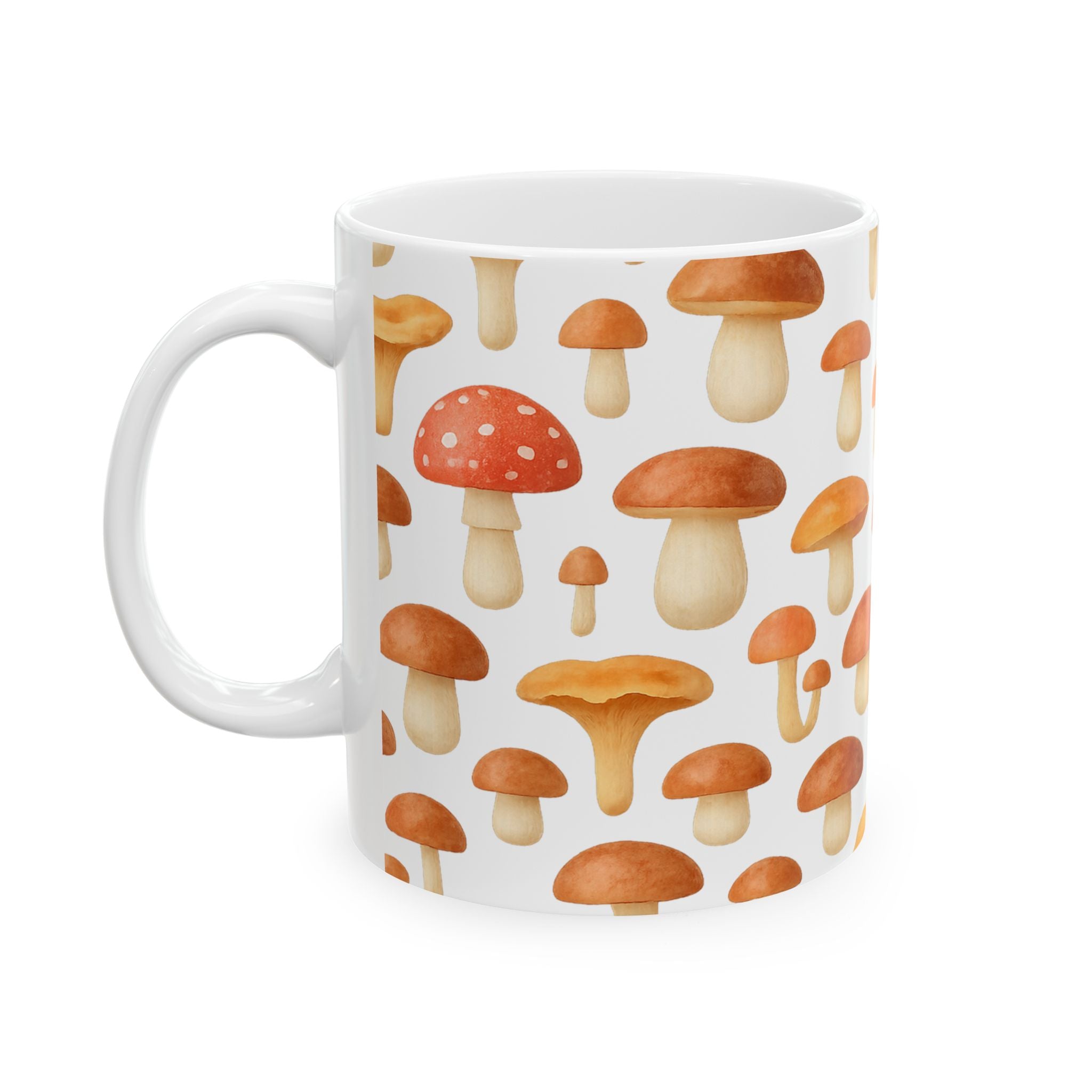Watercolor Forest Mushrooms Pattern Coffee Mug | Mushrooms Lover Gift | Ceramic Mug