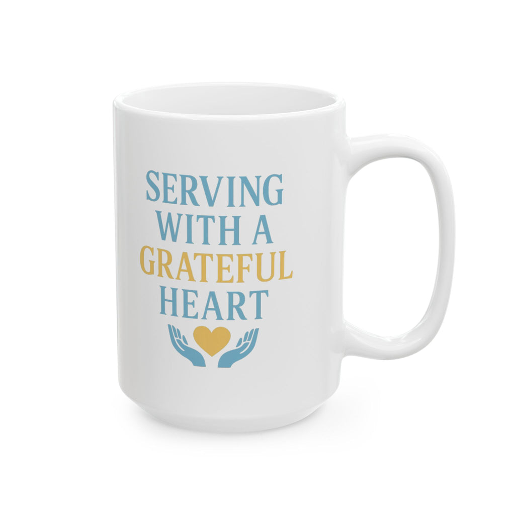 Church Volunteer Serving With A Grateful Heart Coffee Mug | Unique Gift | Ceramic Mug