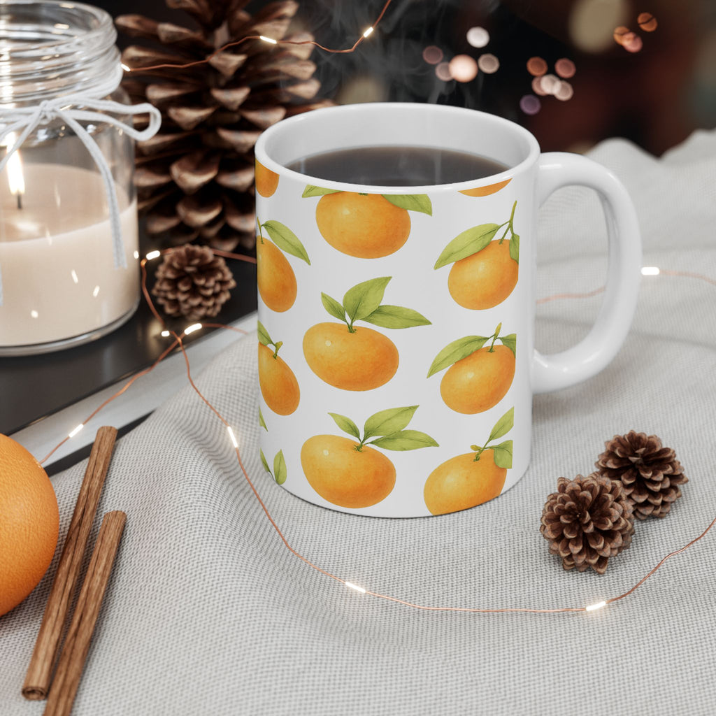 Watercolor Oranges Pattern Coffee Mug | Fruit Lover Gift | Ceramic Mug