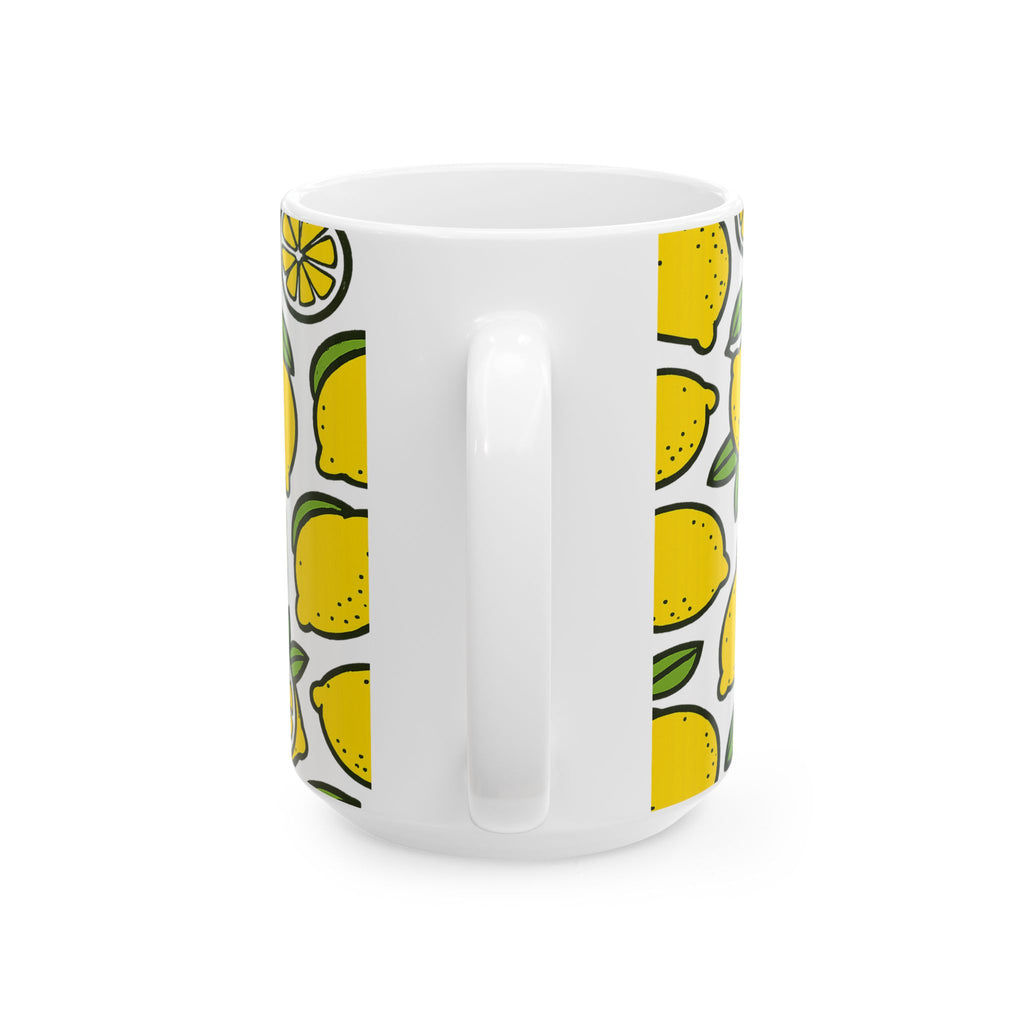 Bold Lemons Pattern Coffee Mug | Fruit Lover Gift | Ceramic Mug