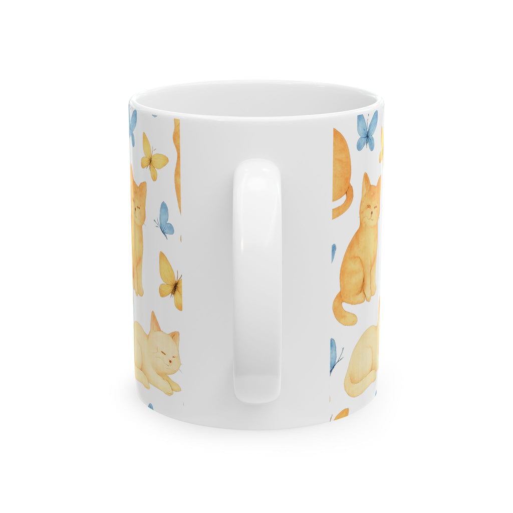 Watercolor Cats And Butterflies Full Wrap Coffee Mug | Cats Gift | Ceramic Mug