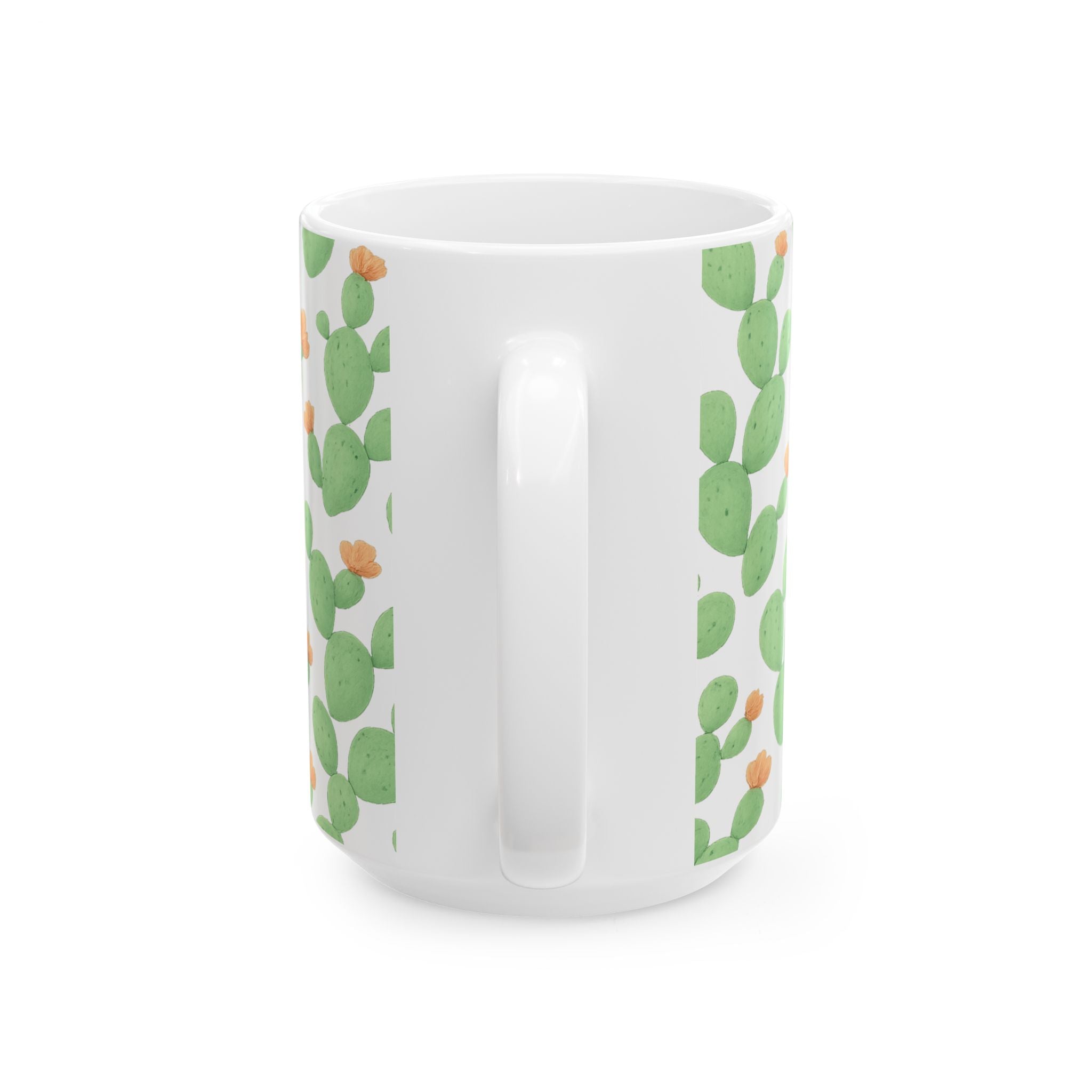 Watercolor Prickly Pear Cactus Full Wrap Coffee Mug | Cactus Gift | Ceramic Mug