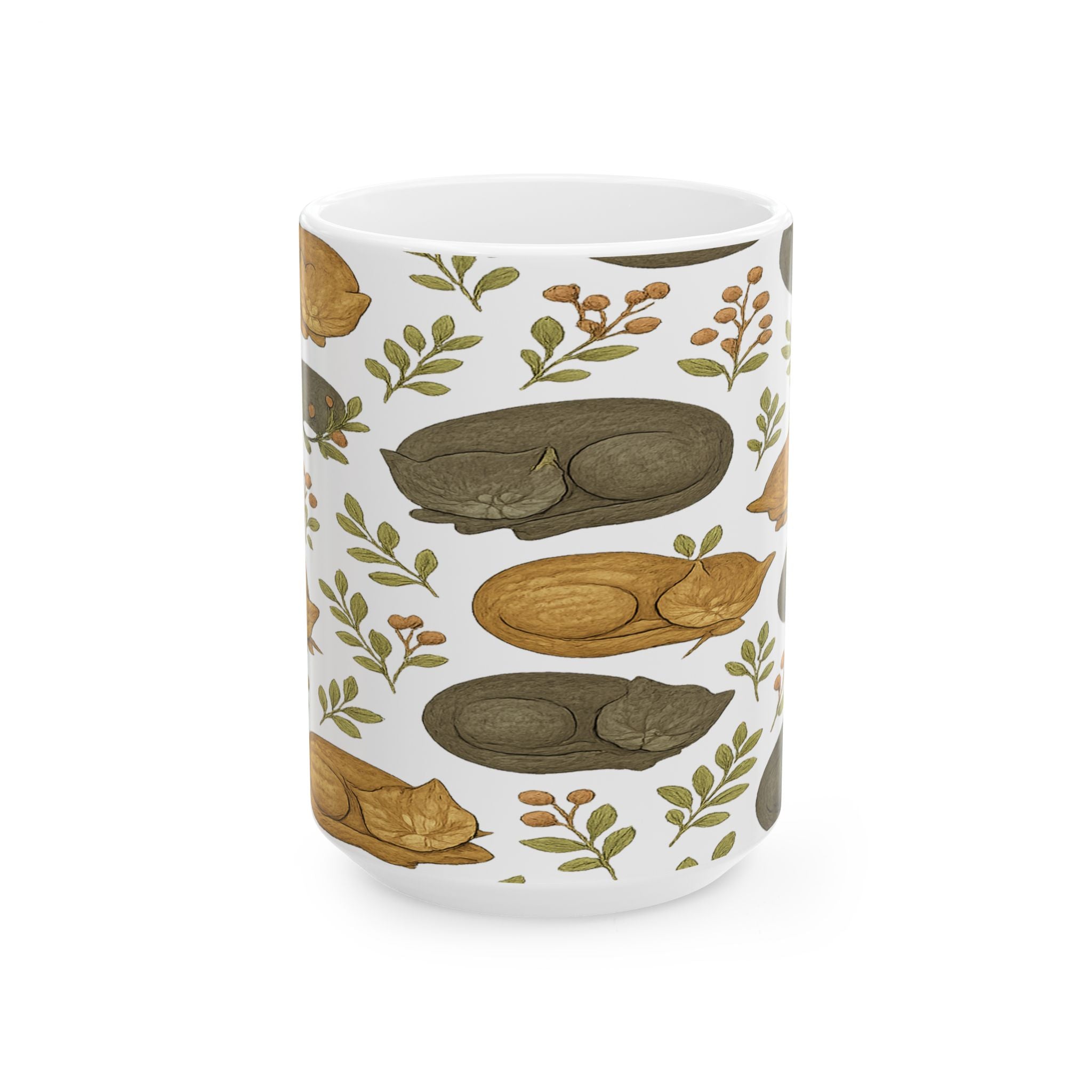 Vintage Sleeping Cats Full Wrap Coffee Mug | Cats Gift | Ceramic Mug
