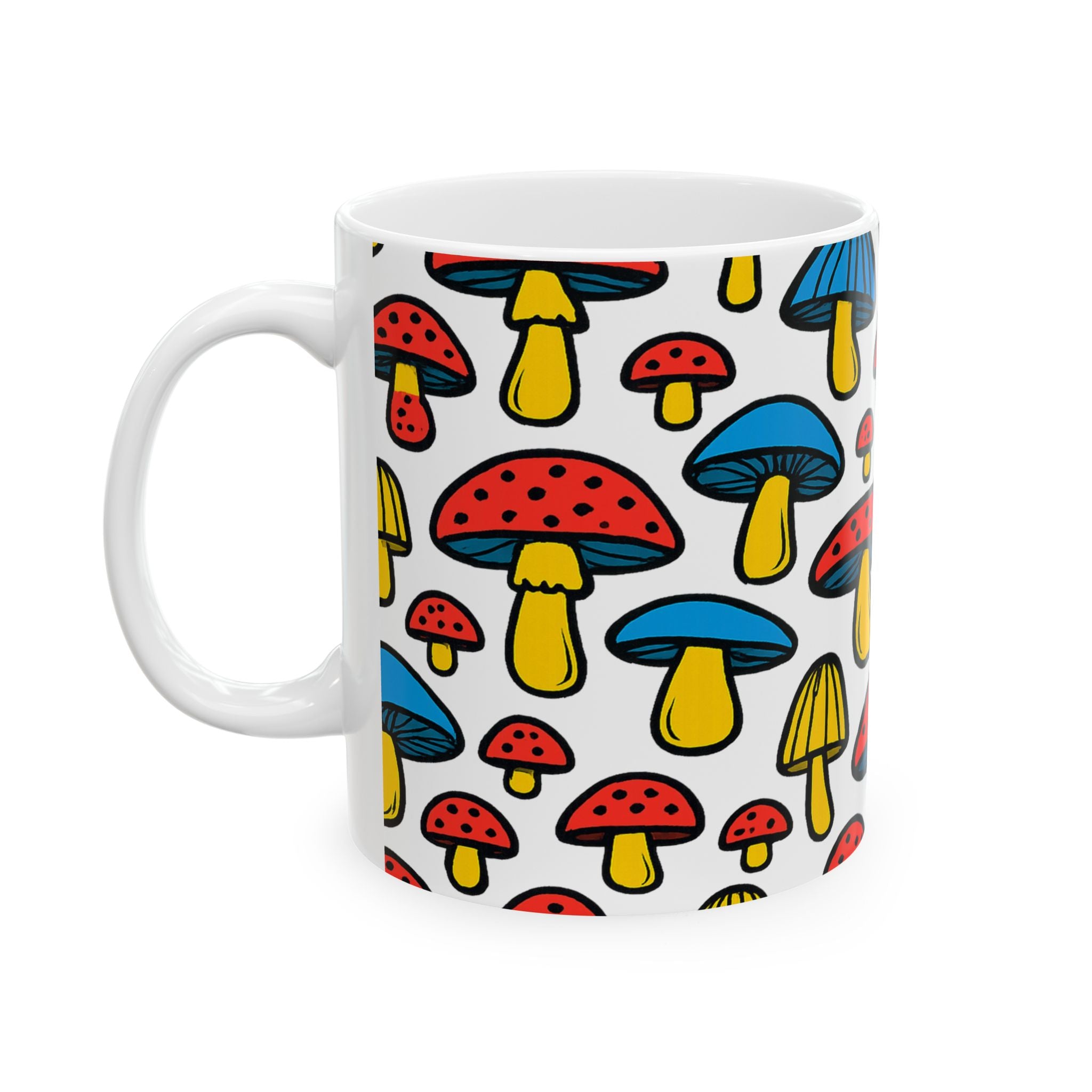 Bold Colorful Mushrooms Pattern Coffee Mug | Mushrooms Lover Gift | Ceramic Mug