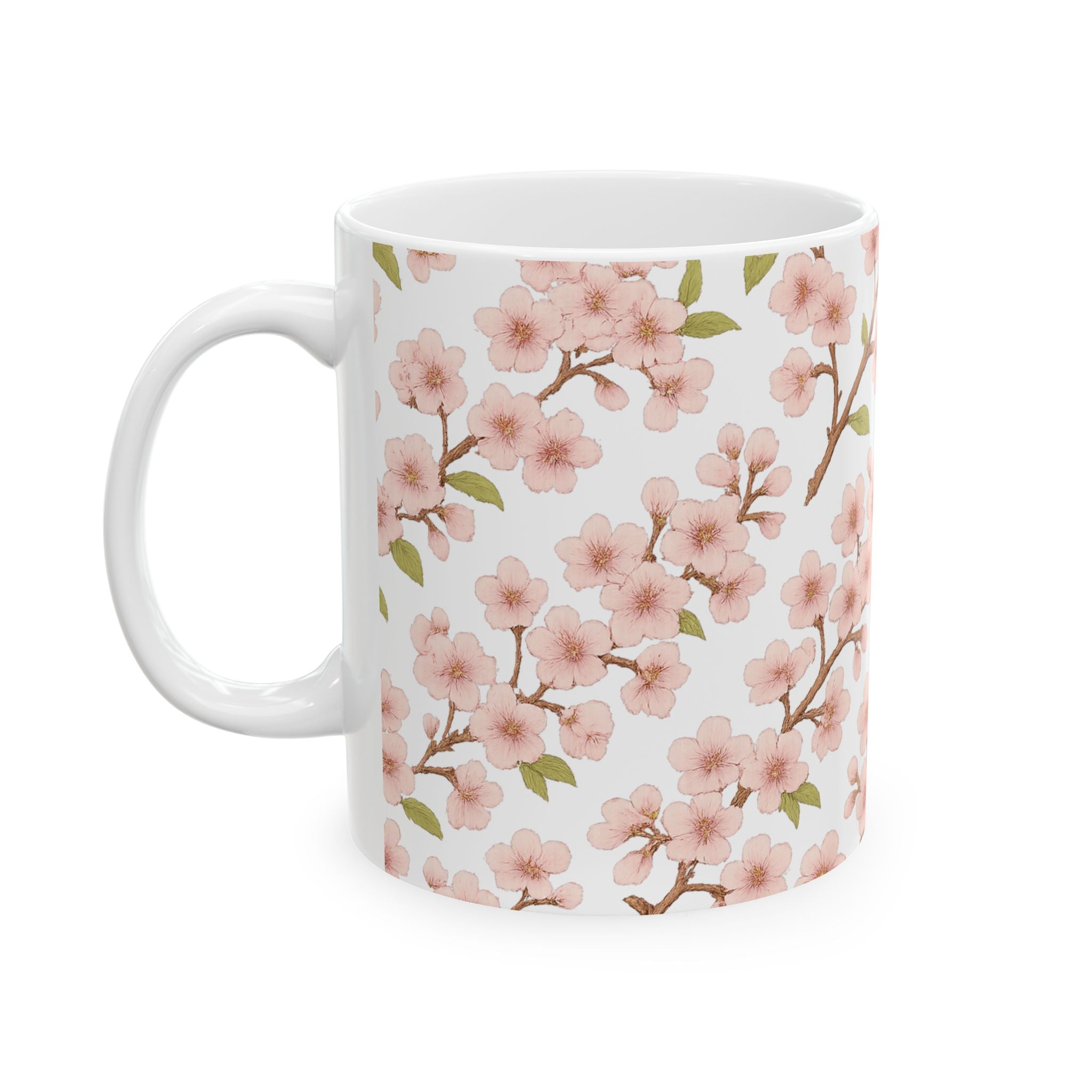 Botanical Cherry Blossom Branches Full Wrap Coffee Mug | Flowers Gift | Ceramic Mug