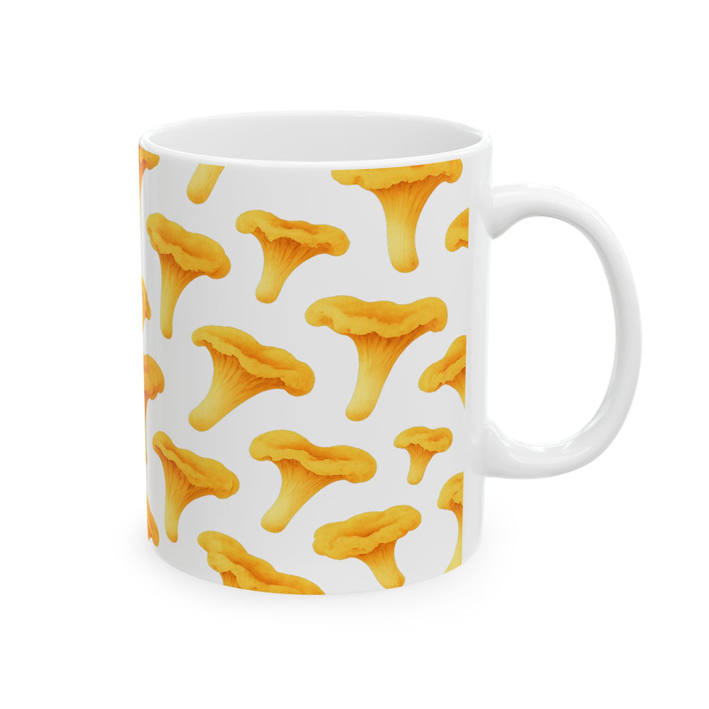 Watercolor Chanterelle Mushrooms Full Wrap Coffee Mug | Mushrooms Gift | Ceramic Mug