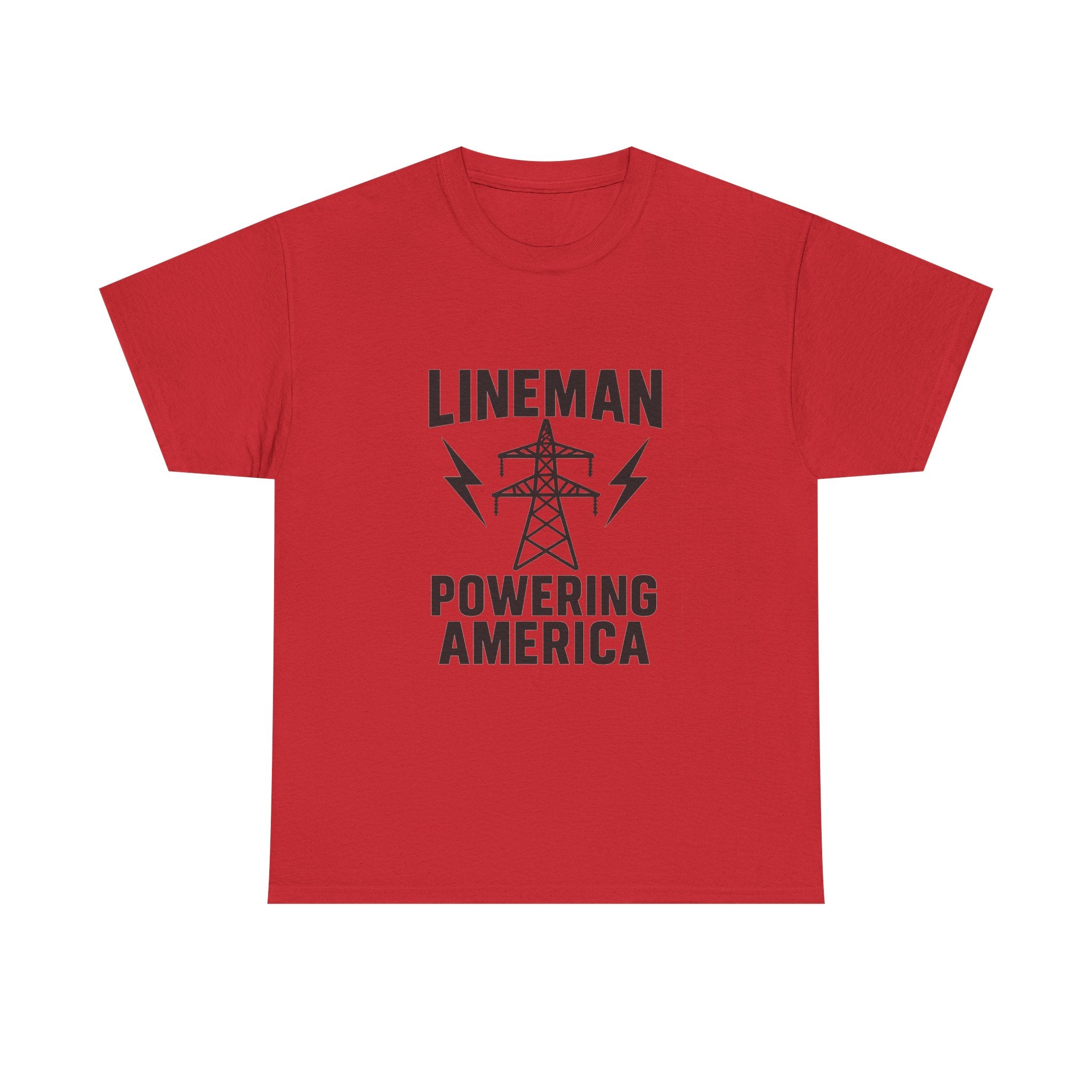 Lineman Powering America Electrician T-Shirt | Unique Gift | Graphic Tee