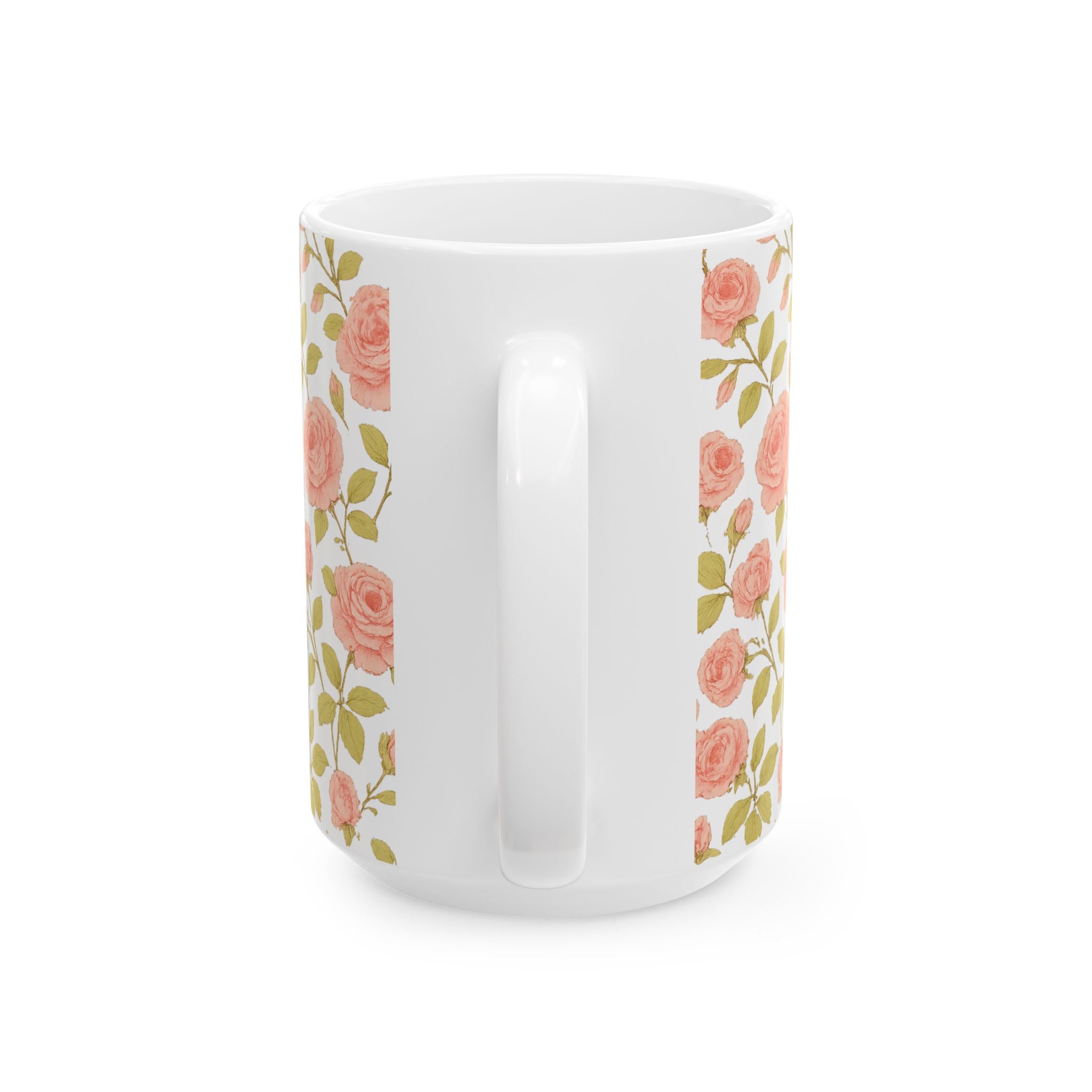 Vintage Pink Rose Garden Full Wrap Coffee Mug | Flowers Gift | Ceramic Mug