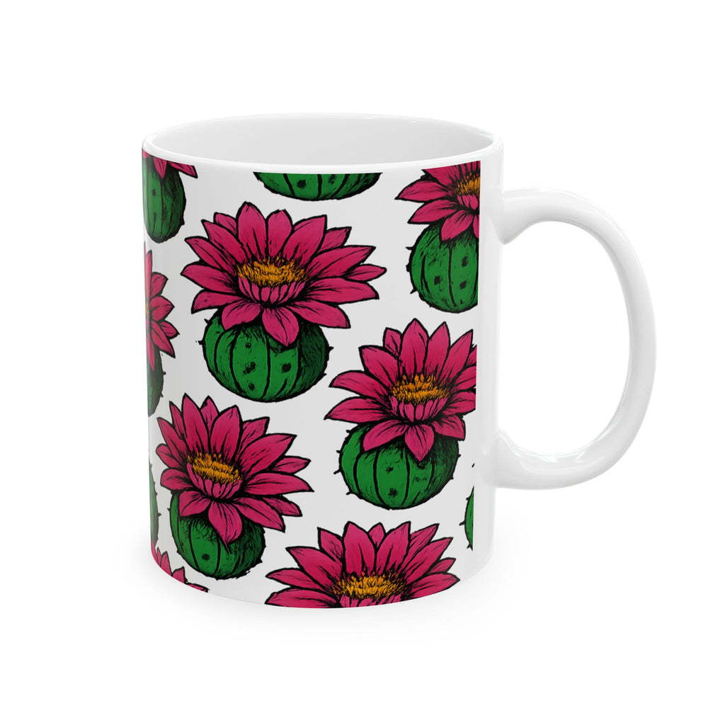 Bold Blooming Cactus Flowers Pattern Coffee Mug | Cactus Lover Gift | Ceramic Mug