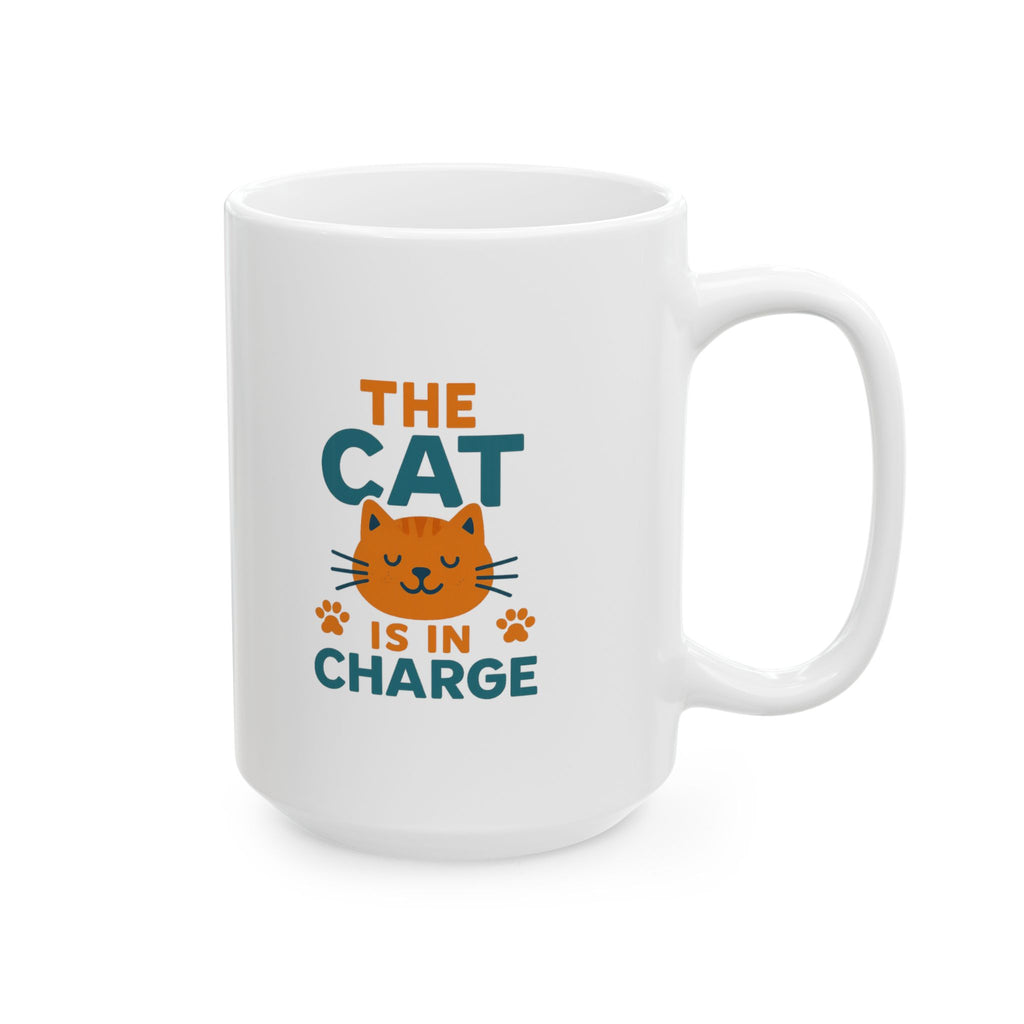 The Cat Is In Charge Here Coffee Mug | Funny Cat Lover | Ceramic Mug