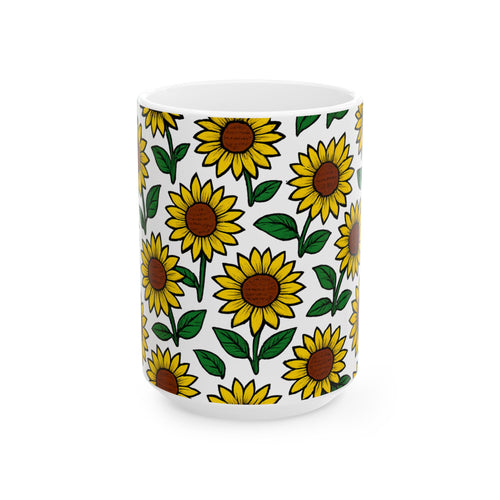 Bold Sunflower Field Full Wrap Coffee Mug | Flowers Gift | Ceramic Mug