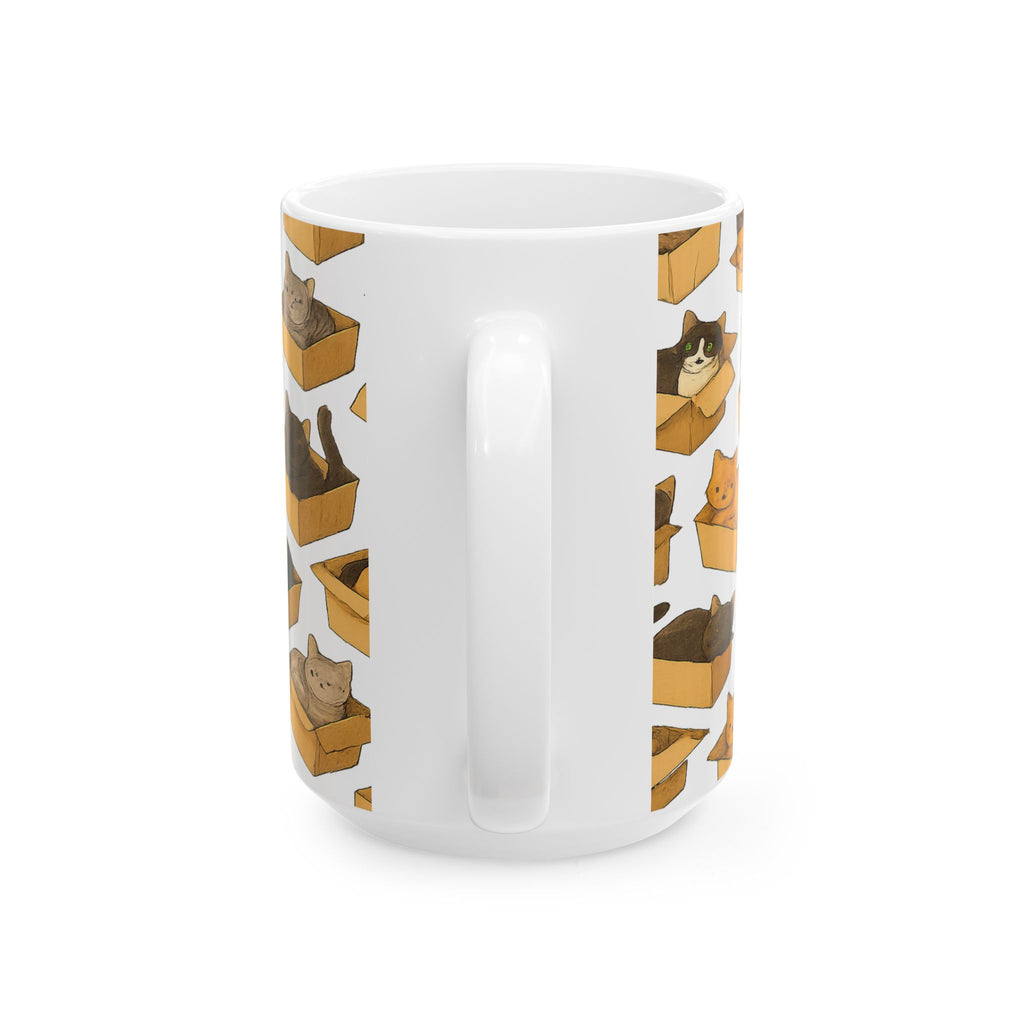 Botanical Cats In Boxes Full Wrap Coffee Mug | Cats Gift | Ceramic Mug