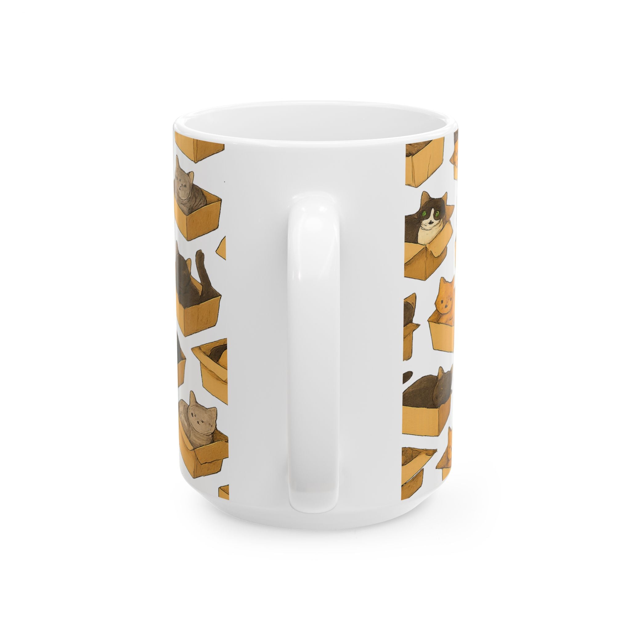 Botanical Cats In Boxes Full Wrap Coffee Mug | Cats Gift | Ceramic Mug