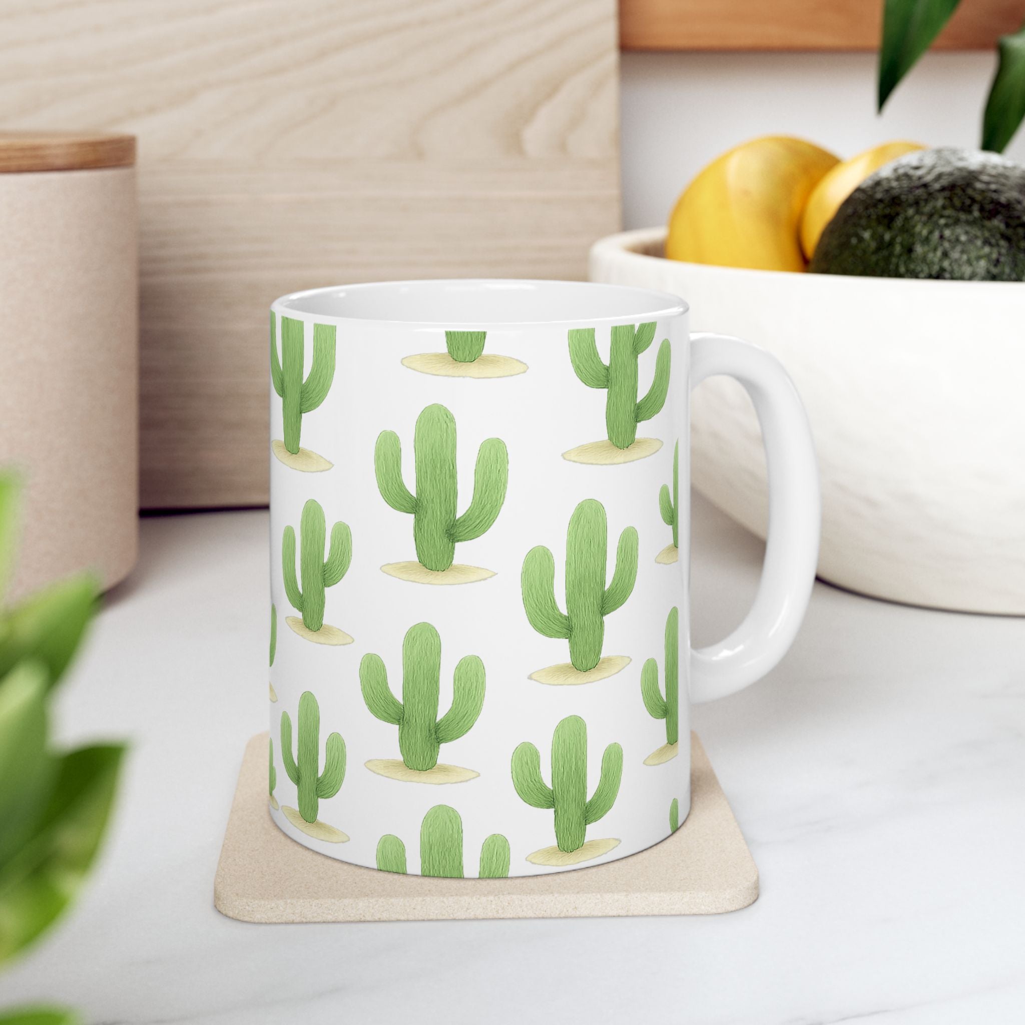 Watercolor Saguaro Cactus Desert Full Wrap Coffee Mug | Cactus Gift | Ceramic Mug