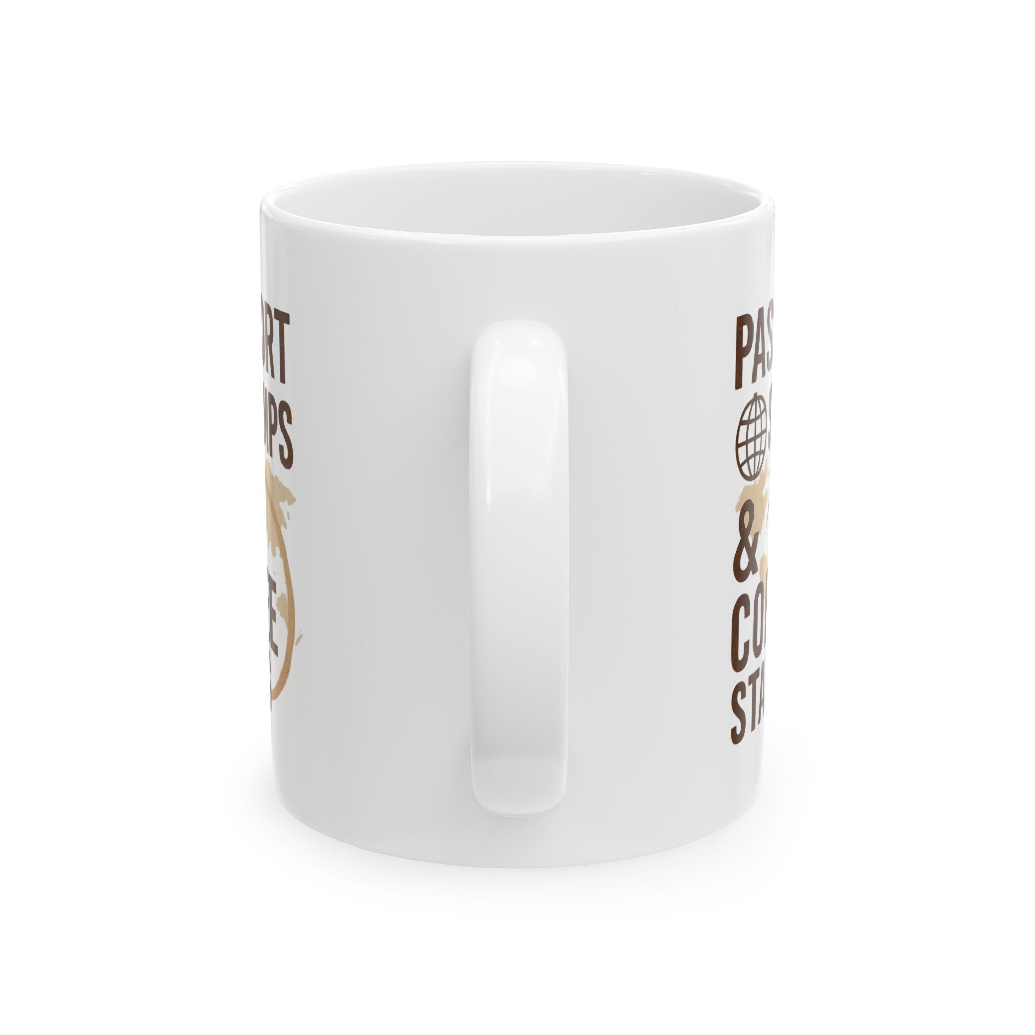 Travel Addict Passport Stamps And Coffee Stains Coffee Mug | Coffee Lover Gift | Ceramic Mug