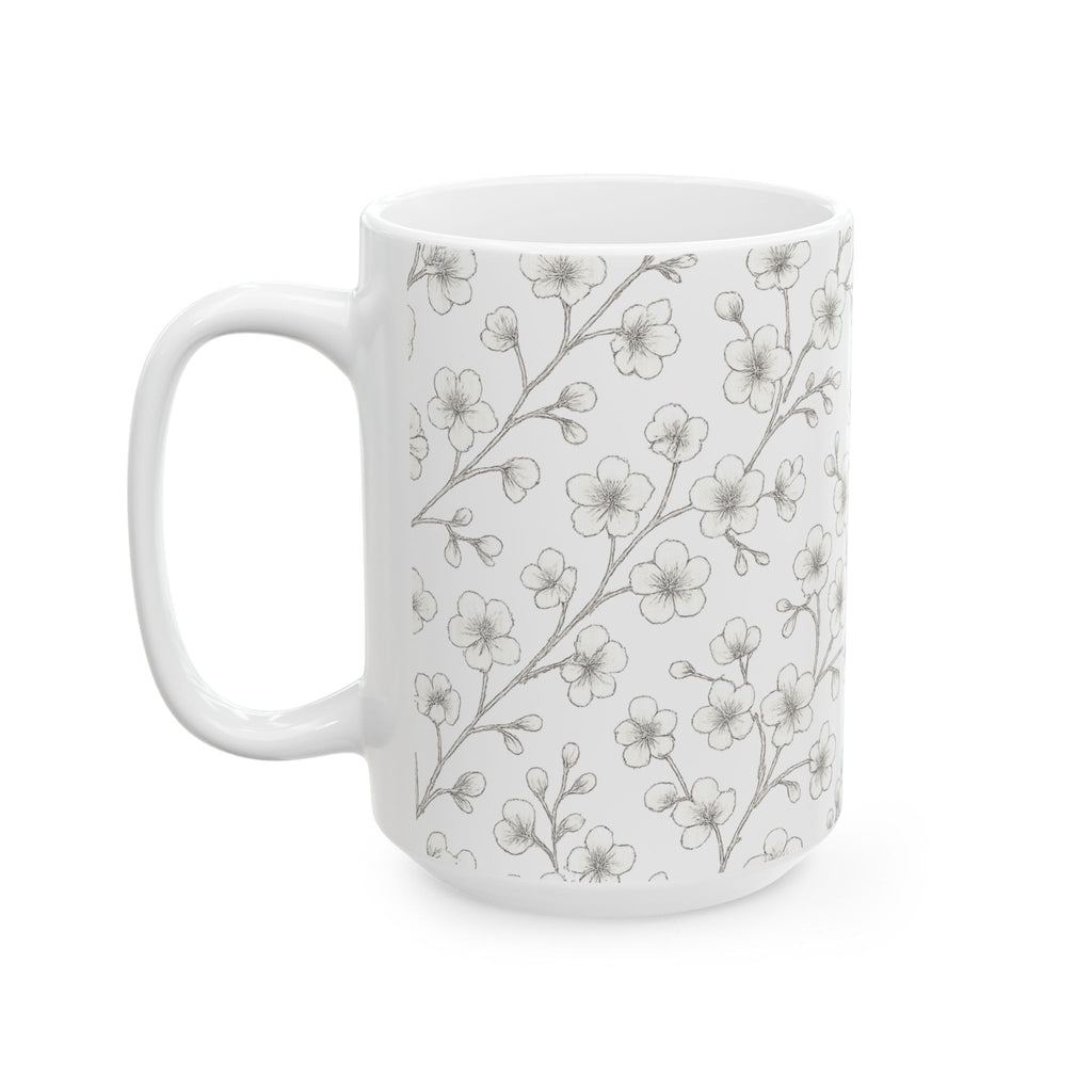 Delicate Cherry Blossom Branches Full Wrap Coffee Mug | Flowers Gift | Ceramic Mug