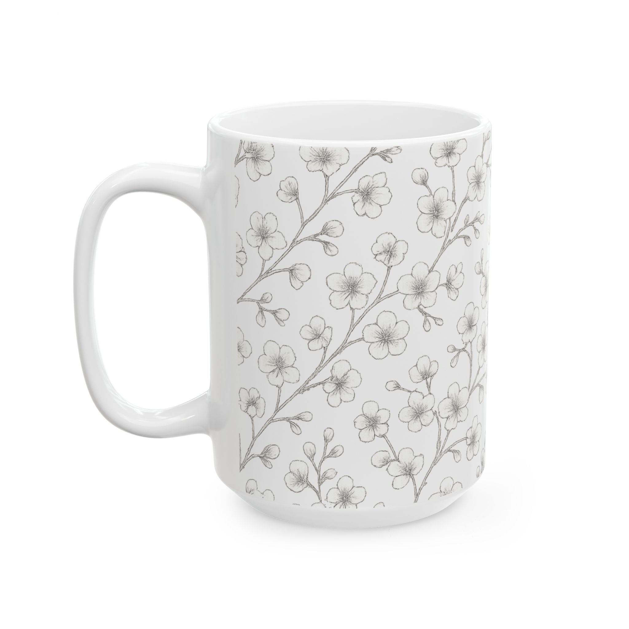 Delicate Cherry Blossom Branches Full Wrap Coffee Mug | Flowers Gift | Ceramic Mug