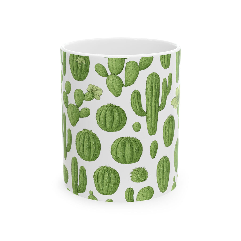 Botanical Mixed Cactus Collection Full Wrap Coffee Mug | Cactus Gift | Ceramic Mug