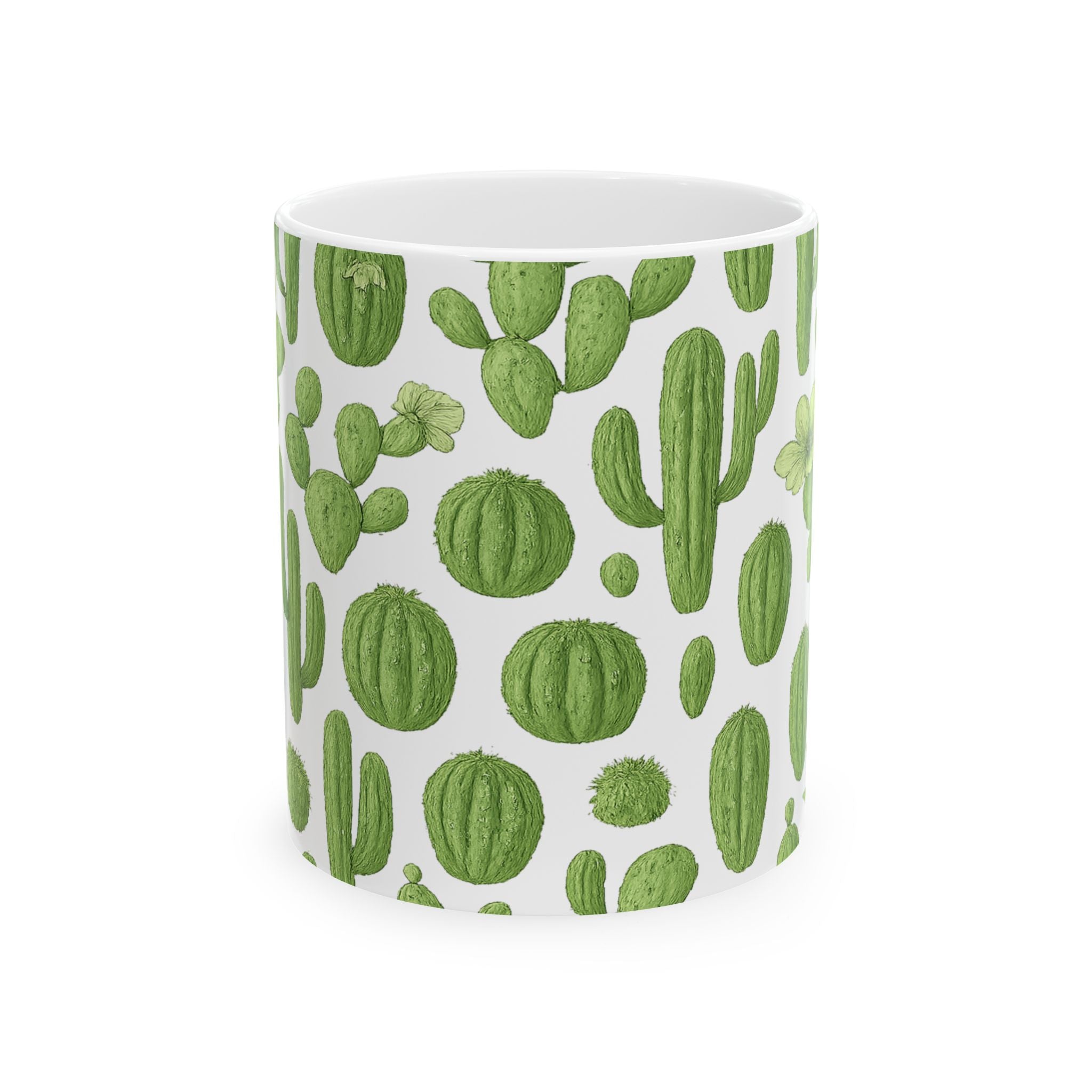 Botanical Mixed Cactus Collection Full Wrap Coffee Mug | Cactus Gift | Ceramic Mug