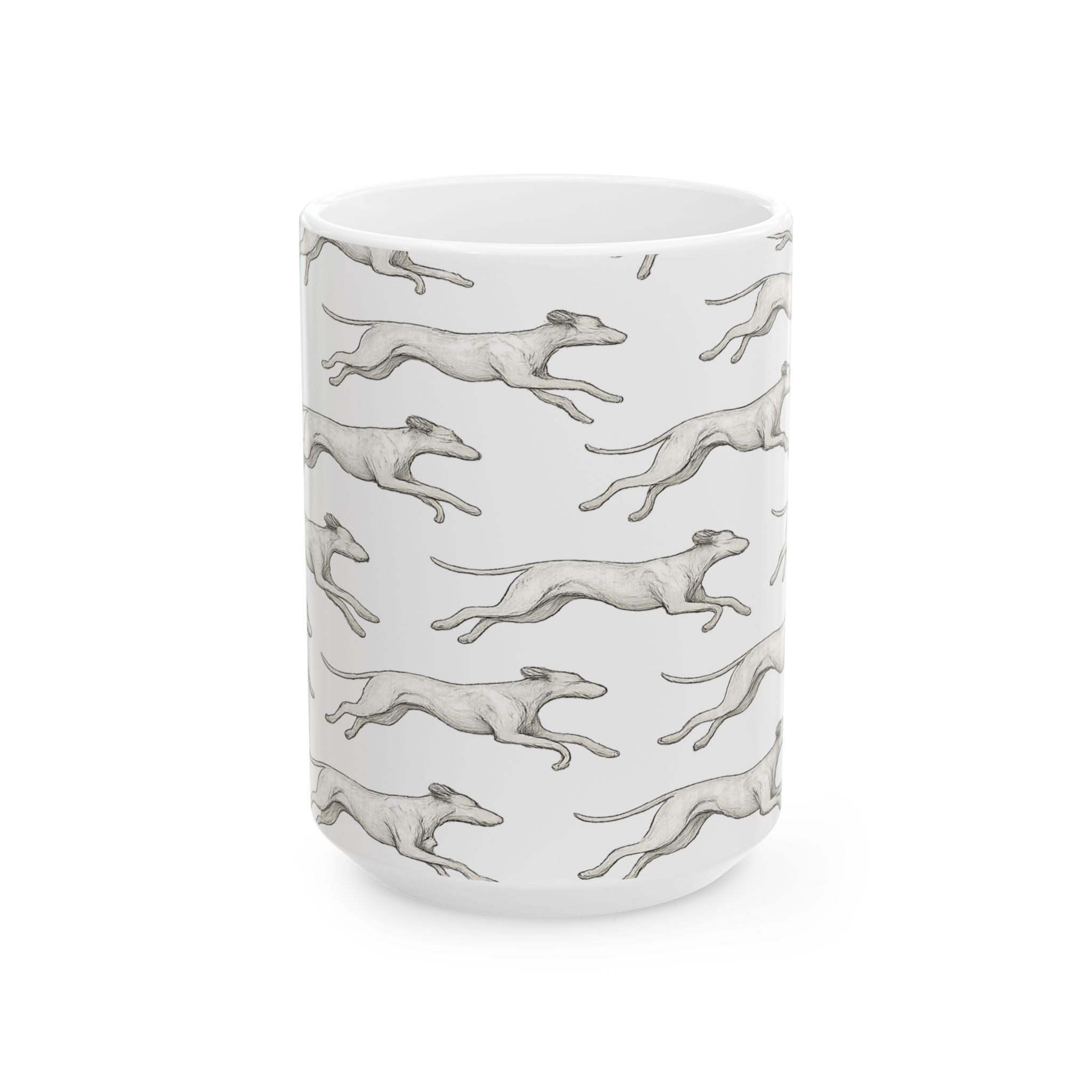 Delicate Running Dogs Full Wrap Coffee Mug | Dogs Gift | Ceramic Mug