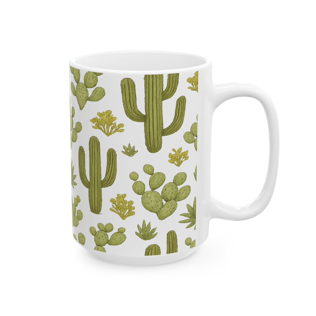 Botanical Saguaro Cactus Desert Full Wrap Coffee Mug | Cactus Gift | Ceramic Mug