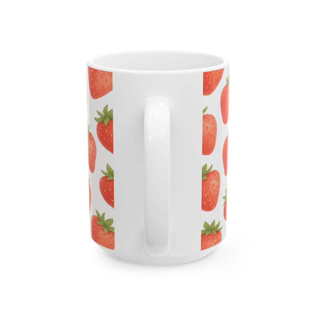 Watercolor Strawberries Pattern Coffee Mug | Fruit Lover Gift | Ceramic Mug