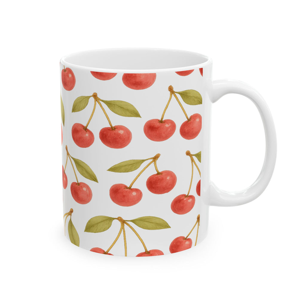 Watercolor Cherries Full Wrap Coffee Mug | Fruit Gift | Ceramic Mug