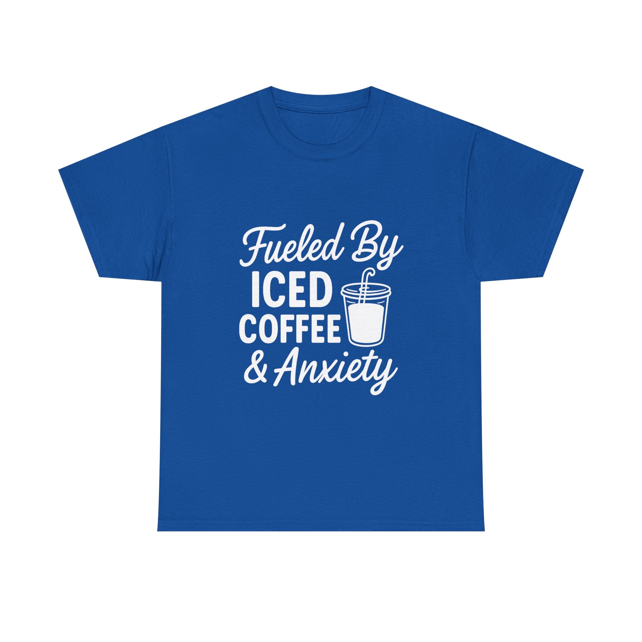 Fueled By Iced Coffee And Anxiety T-Shirt | Coffee Lover Gift | Graphic Tee