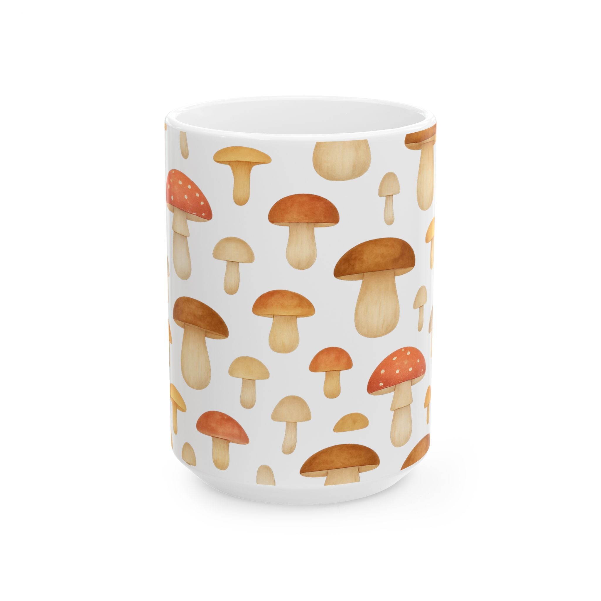 Watercolor Forest Mushrooms Full Wrap Coffee Mug | Mushrooms Gift | Ceramic Mug