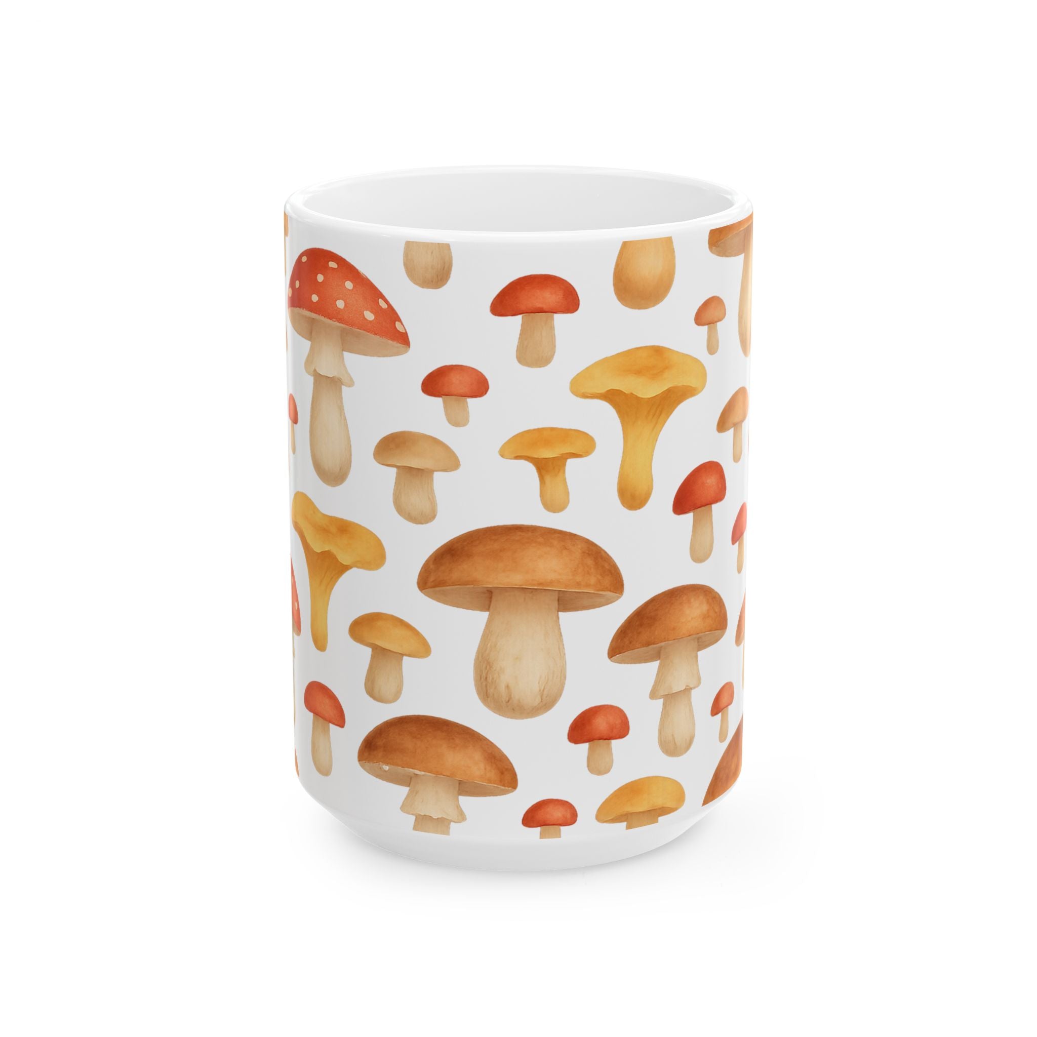 Watercolor Forest Mushrooms Full Wrap Coffee Mug | Mushrooms Gift | Ceramic Mug