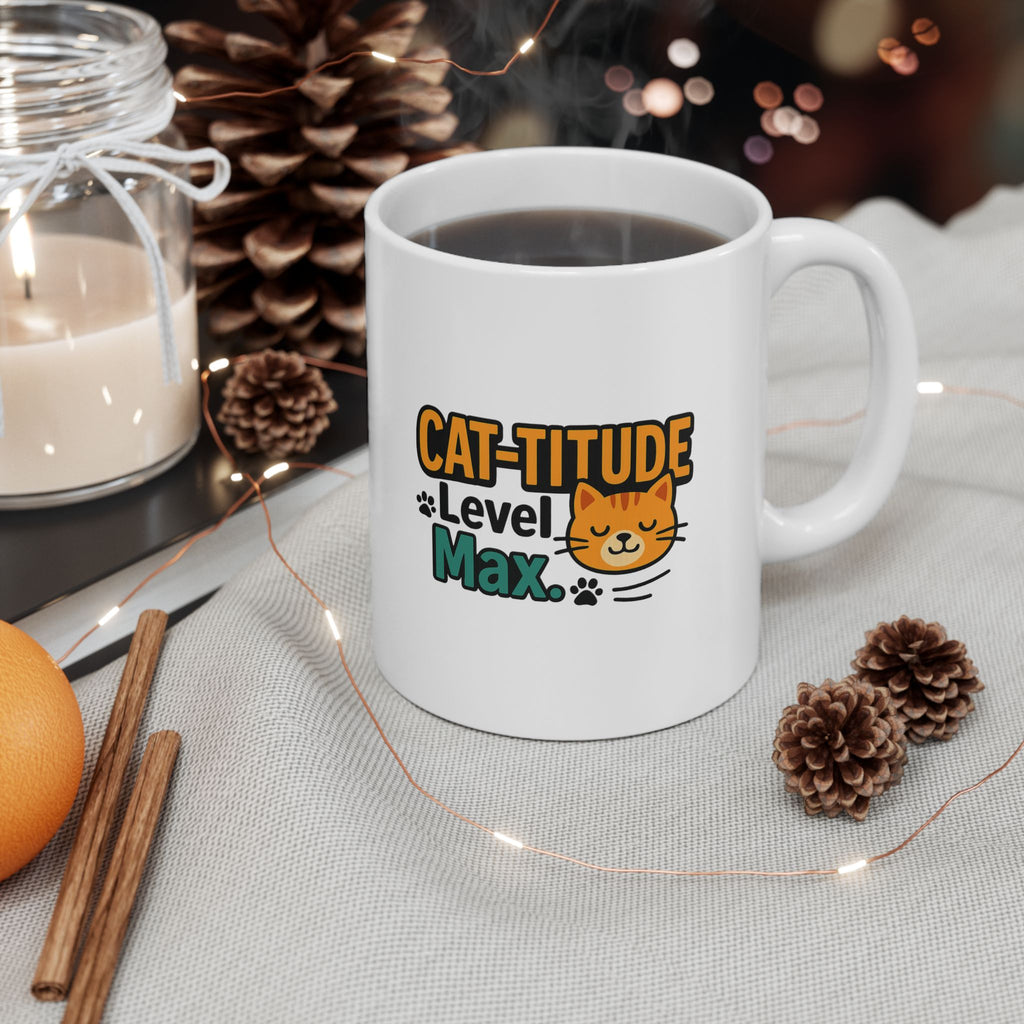 Not Grumpy Just Have Cat-titude Coffee Mug | Funny Cat Humor | Ceramic Mug