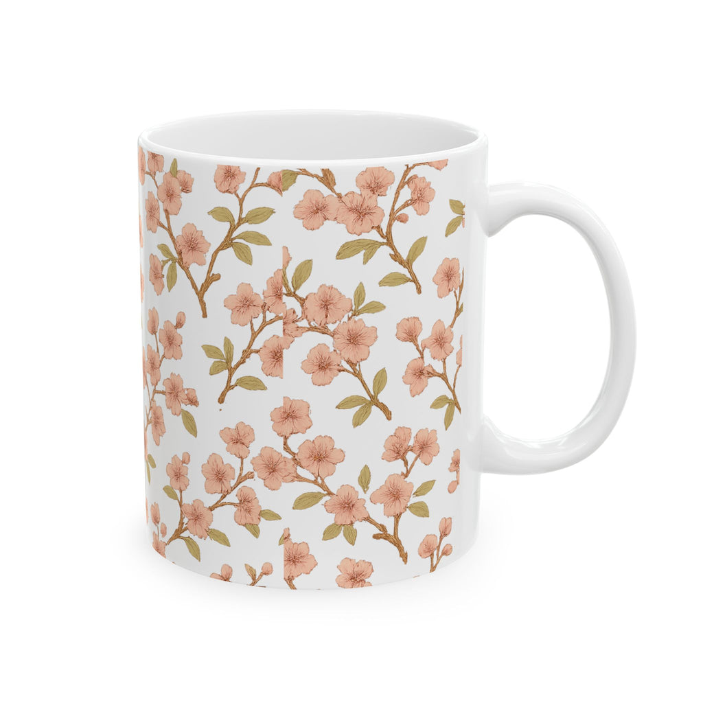 Vintage Cherry Blossom Branches Full Wrap Coffee Mug | Flowers Gift | Ceramic Mug