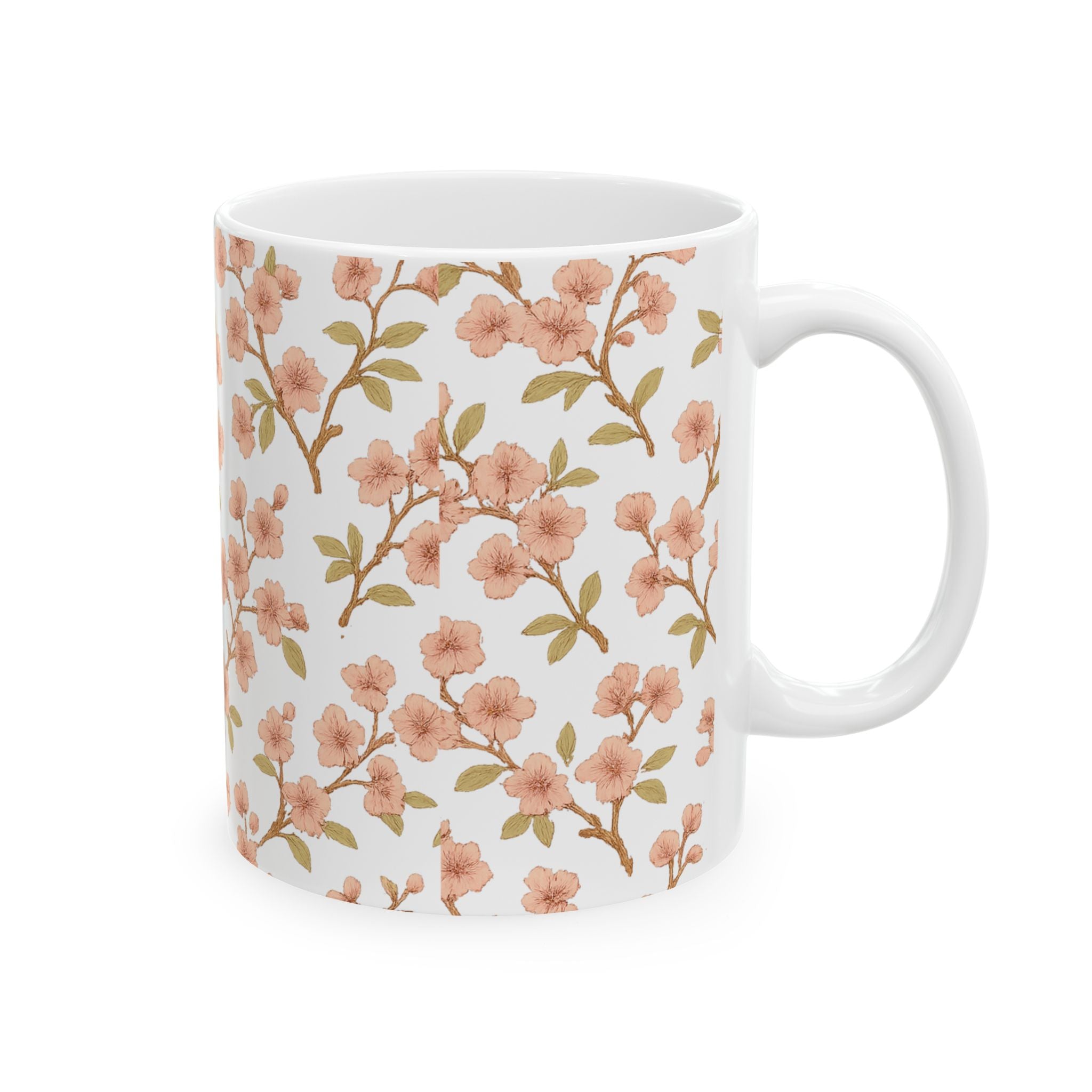 Vintage Cherry Blossom Branches Full Wrap Coffee Mug | Flowers Gift | Ceramic Mug