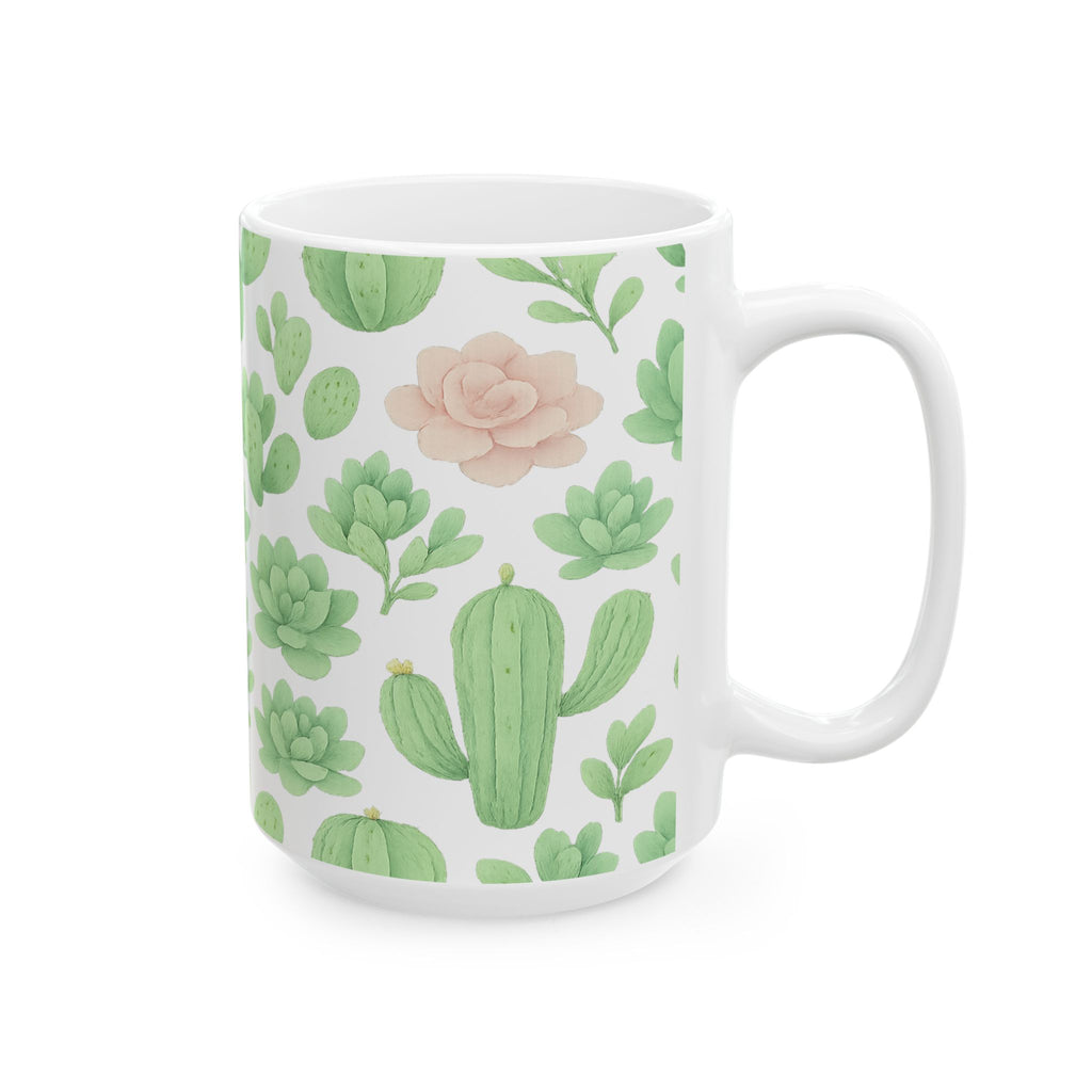 Watercolor Desert Garden Succulents Pattern Coffee Mug | Cactus Lover Gift | Ceramic Mug
